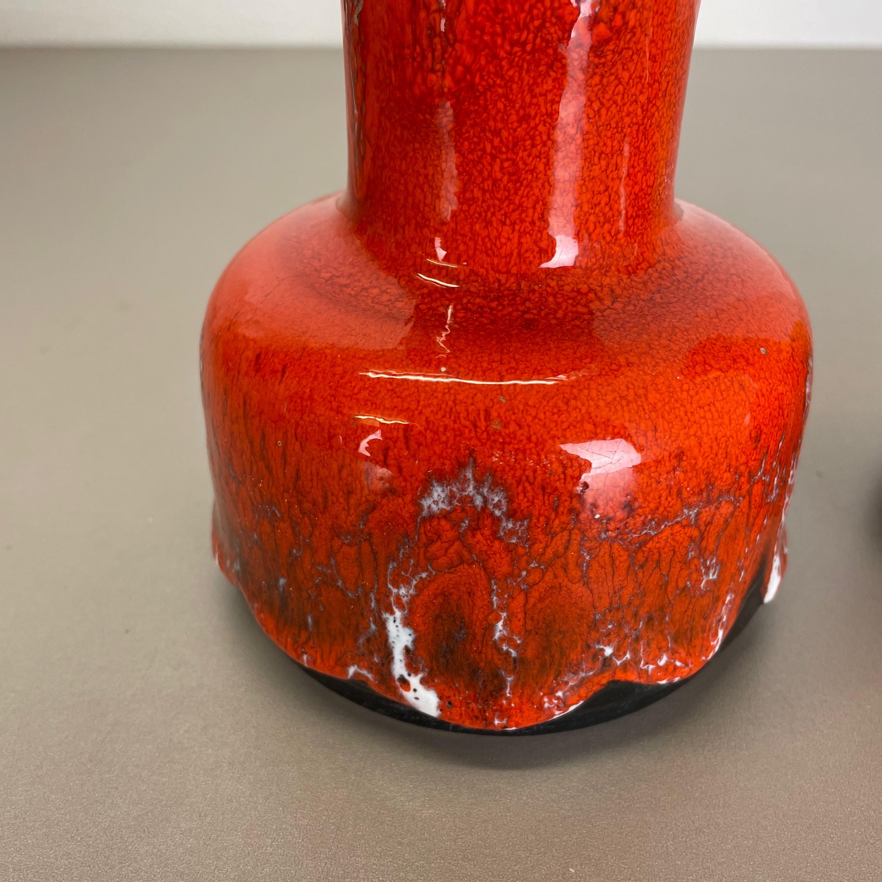 Ensemble de deux vases en poterie de lave grasse « jaune-rouge » de Jasba, Allemagne, années 1970 en vente 1