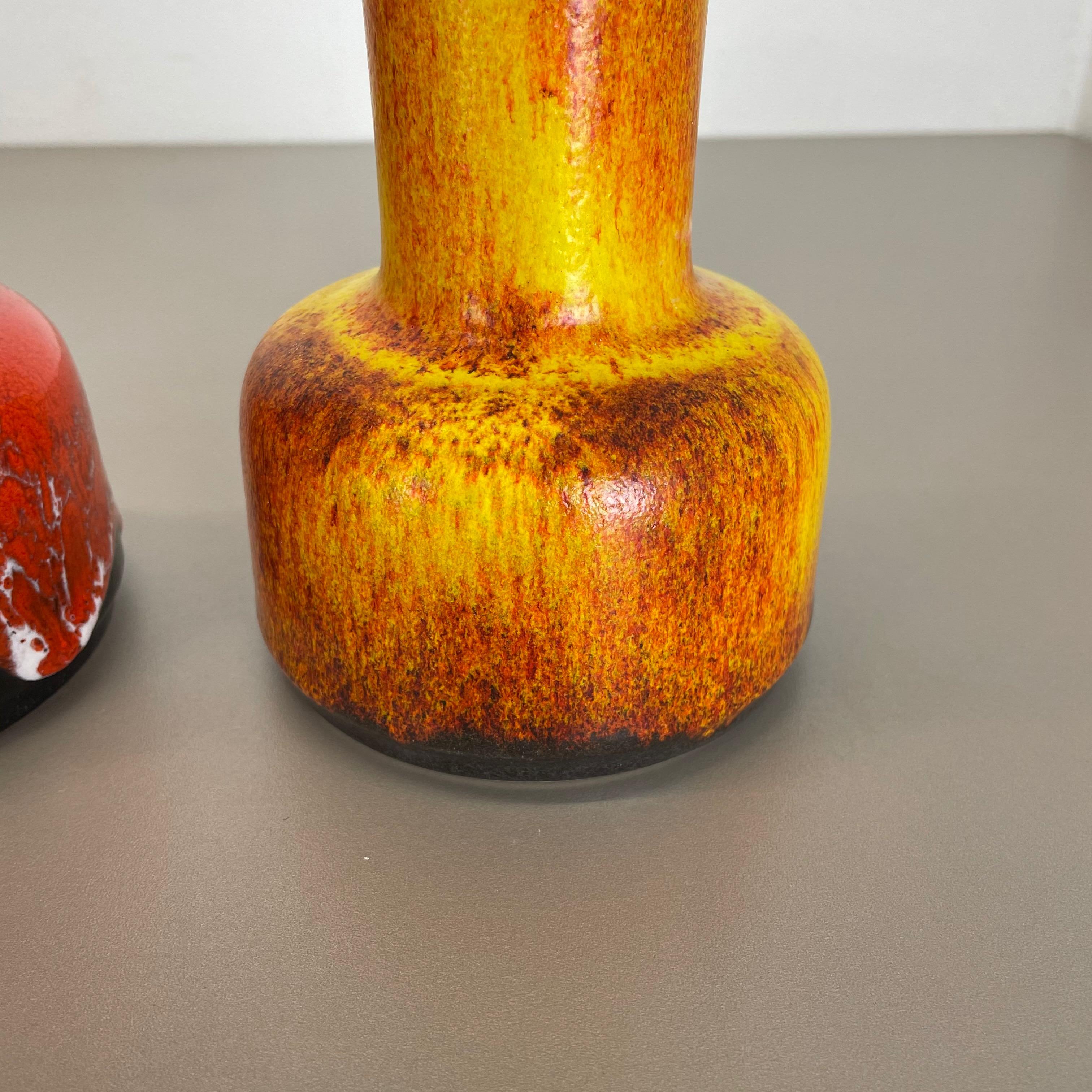 Ensemble de deux vases en poterie de lave grasse « jaune-rouge » de Jasba, Allemagne, années 1970 en vente 2