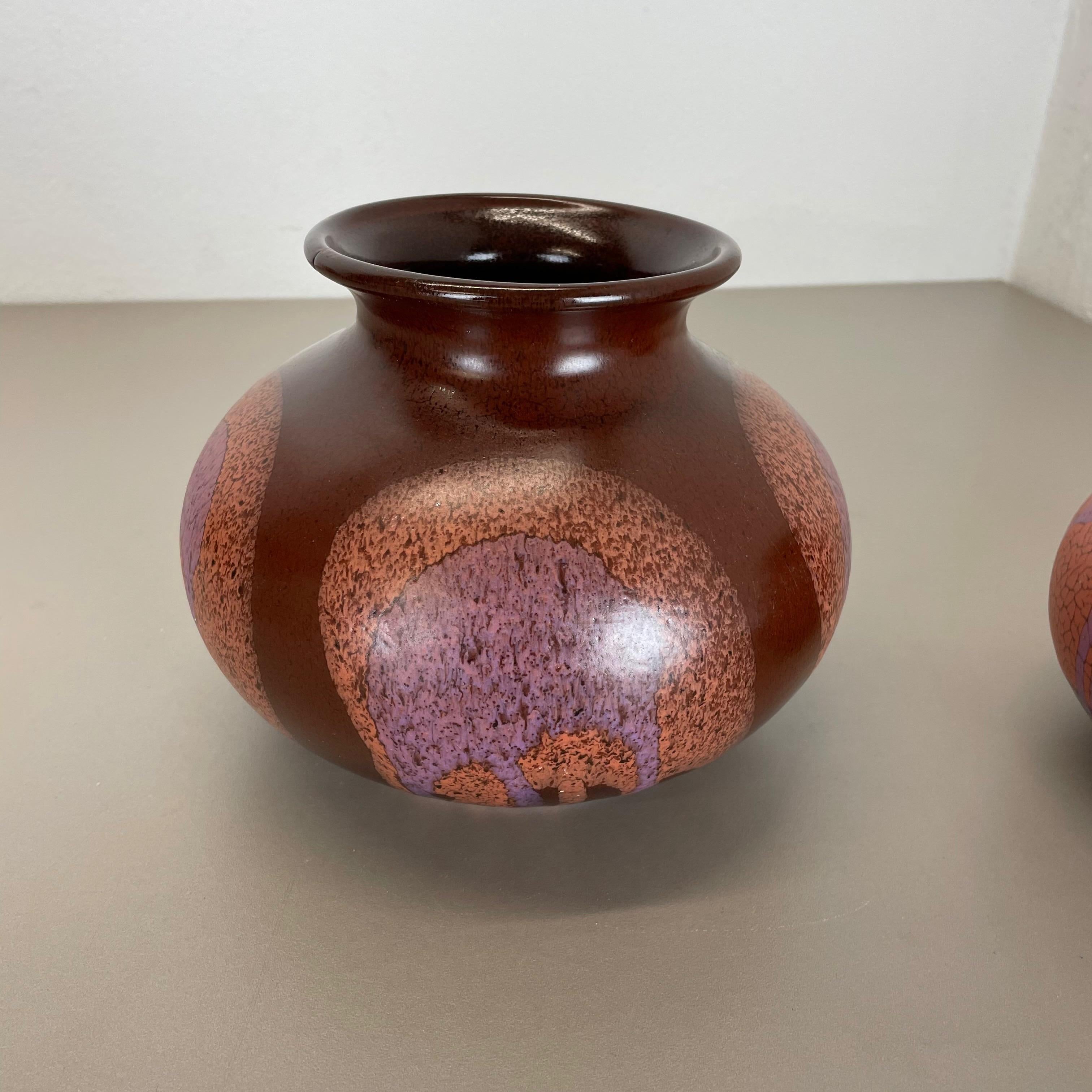 Mid-Century Modern Set of Two Pottery Vases Objects by Steuler Ceramics, Germany, 1970s For Sale