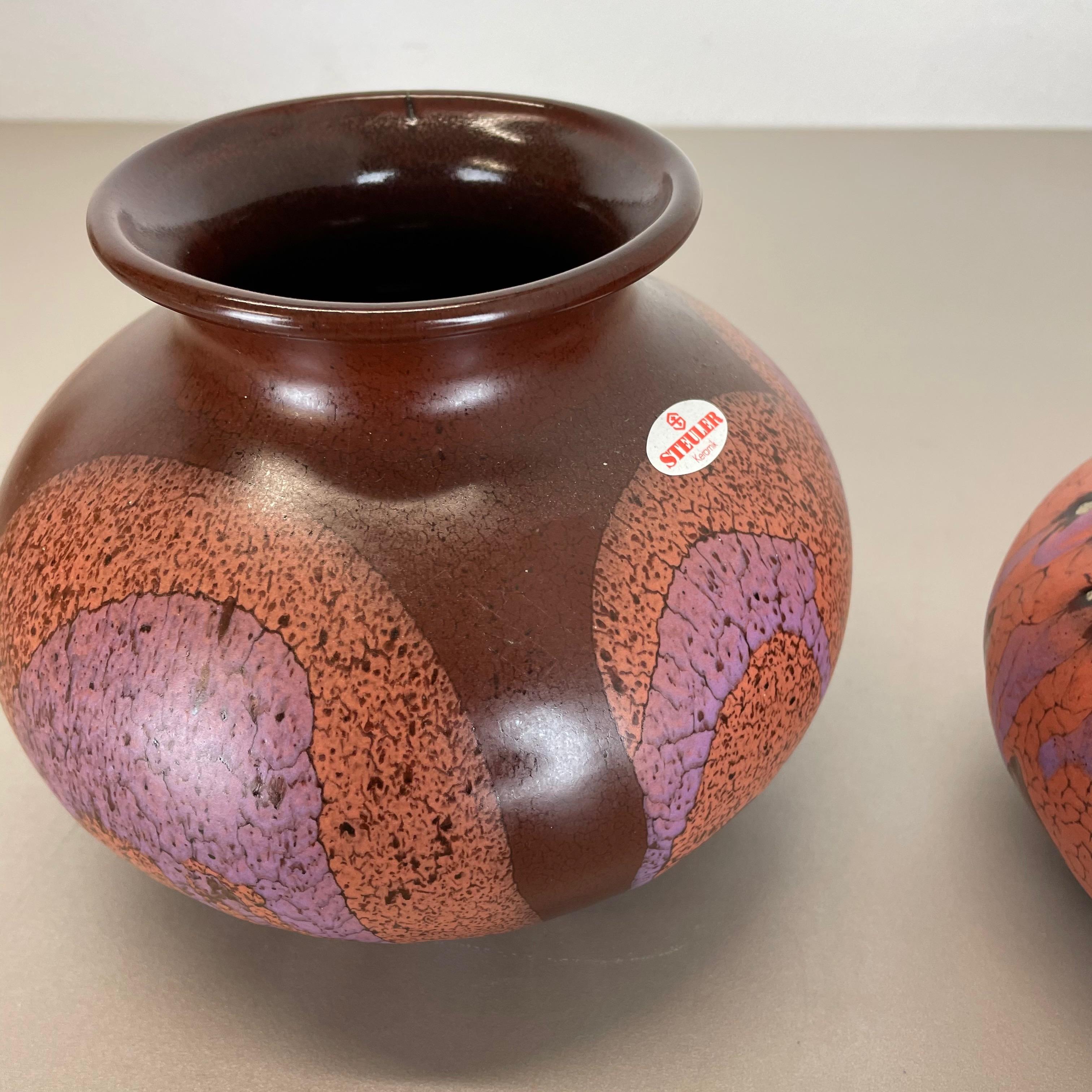 Set of Two Pottery Vases Objects by Steuler Ceramics, Germany, 1970s For Sale 3