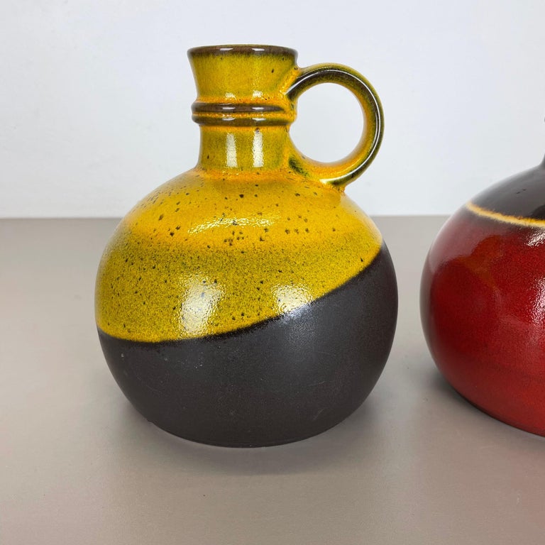 Set of Two Pottery Vases "red yellow" Objects by Steuler Ceramics