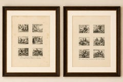 Ensemble de deux gravures représentant les fresques de Primaticcio à Fontainebleau, réalisées par Baltard, 1803