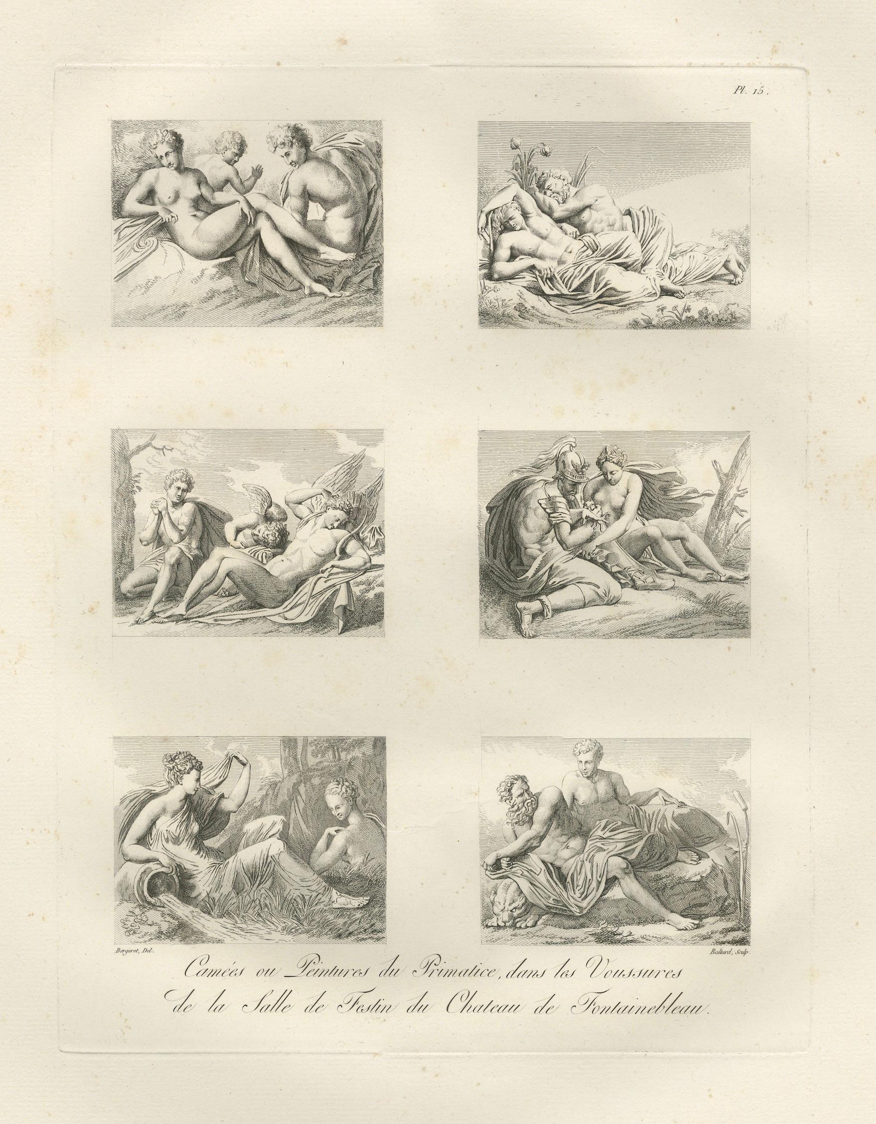 Set of Two Primaticcio Fontainebleau Fresco Engravings by Baltard, 1803