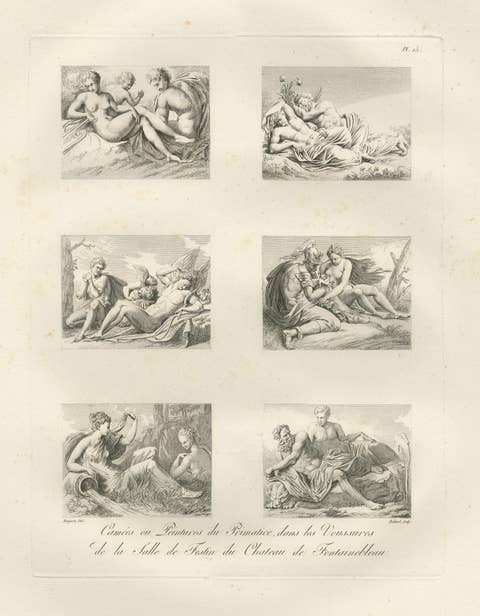 Set of Two Primaticcio Fontainebleau Fresco Engravings by Baltard, 1803