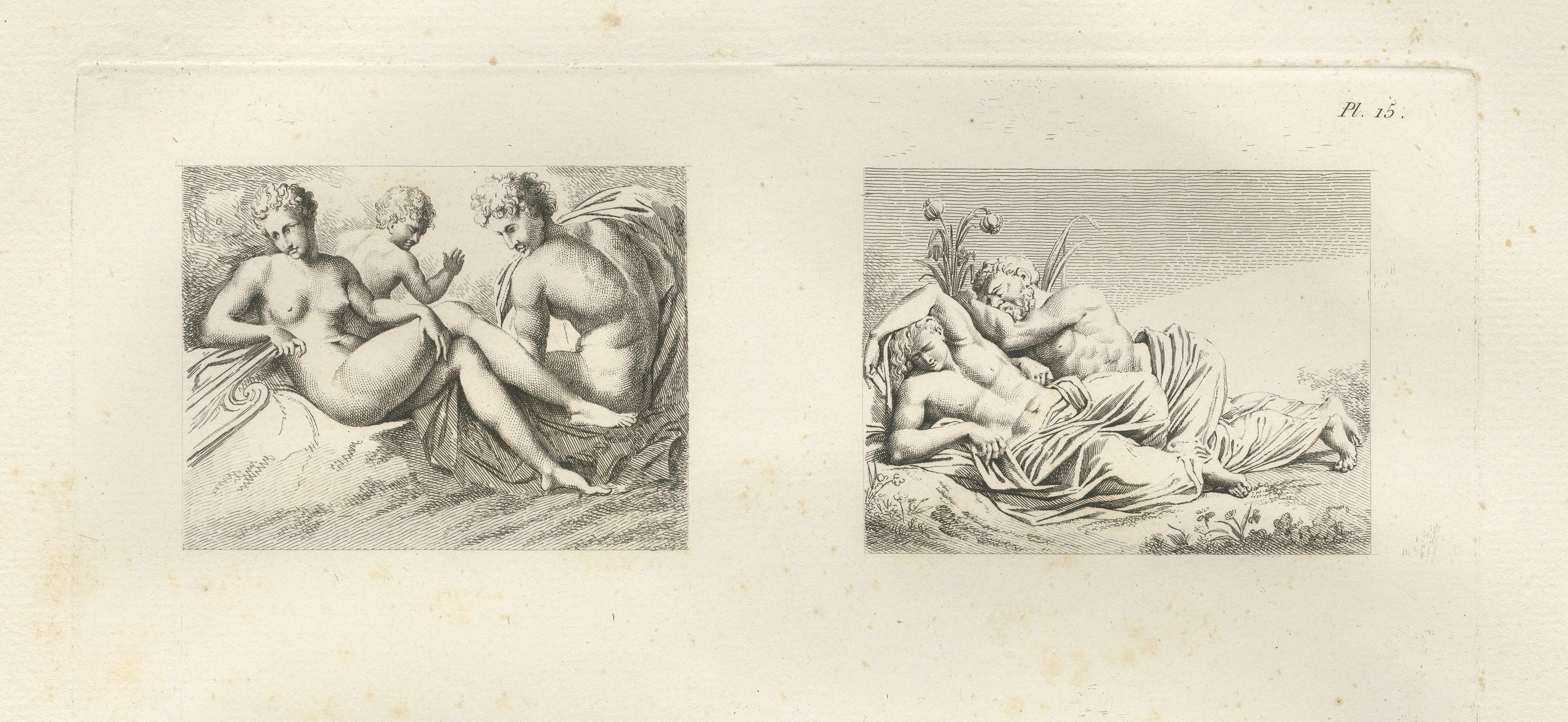 Set of Two Primaticcio Fontainebleau Fresco Engravings by Baltard, 1803