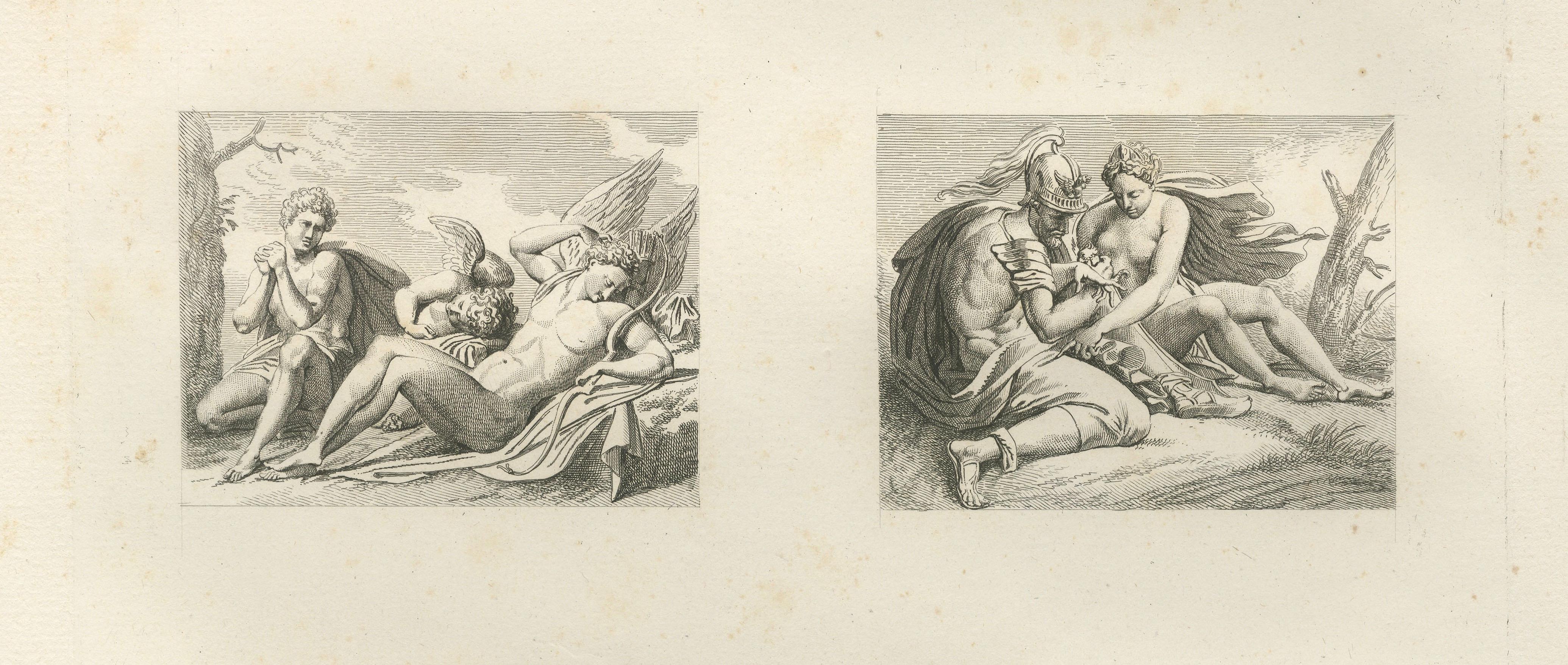 Set of Two Primaticcio Fontainebleau Fresco Engravings by Baltard, 1803