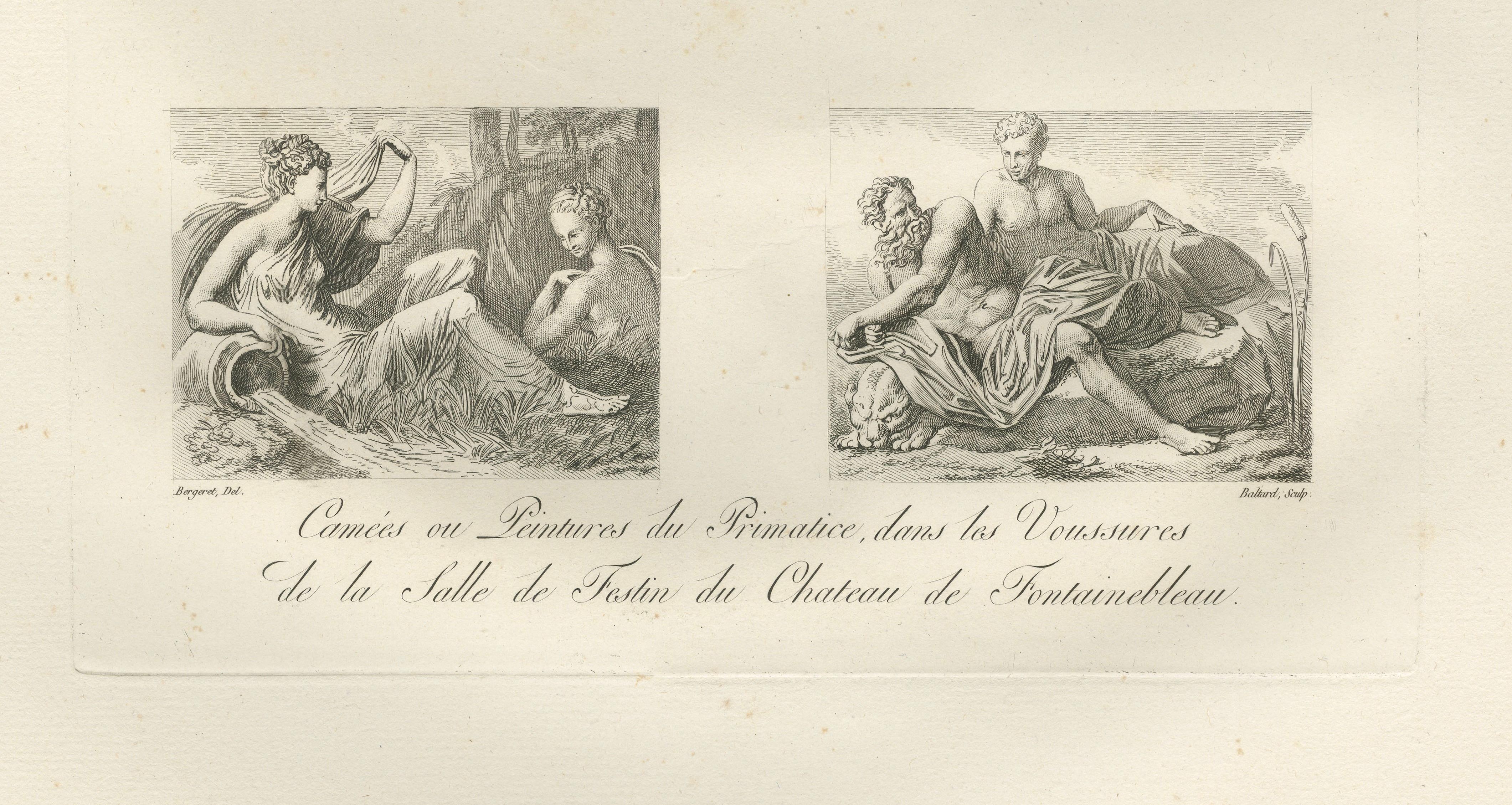 Set of Two Primaticcio Fontainebleau Fresco Engravings by Baltard, 1803