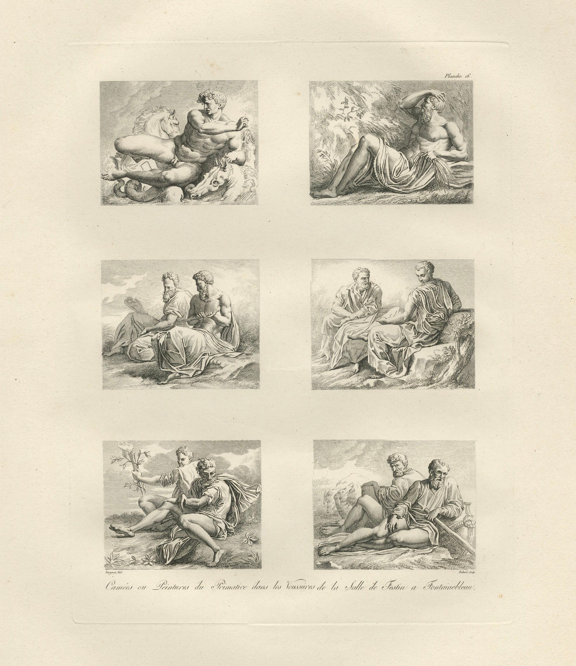 Set of Two Primaticcio Fontainebleau Fresco Engravings by Baltard, 1803