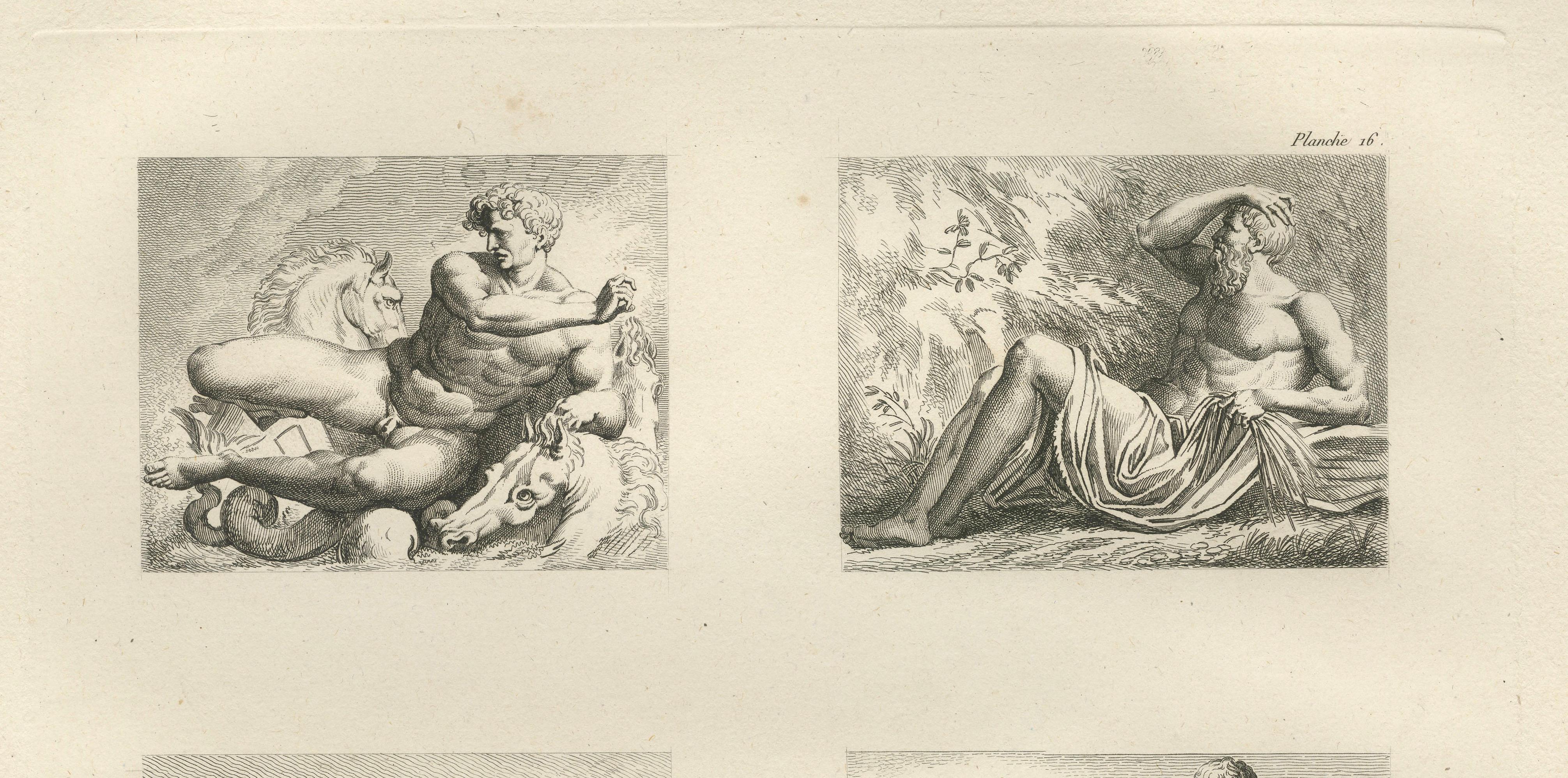 Set of Two Primaticcio Fontainebleau Fresco Engravings by Baltard, 1803