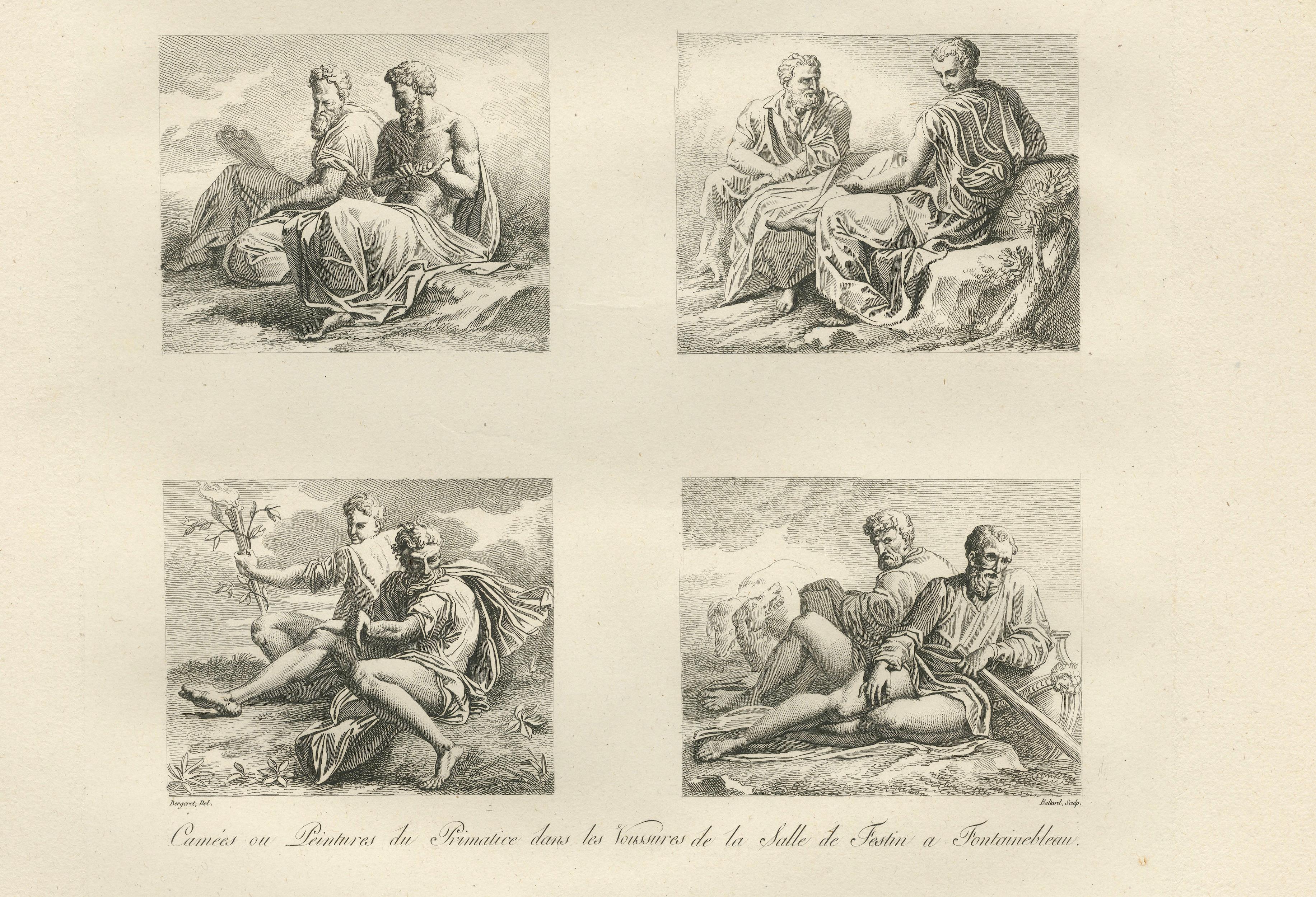 Set of Two Primaticcio Fontainebleau Fresco Engravings by Baltard, 1803