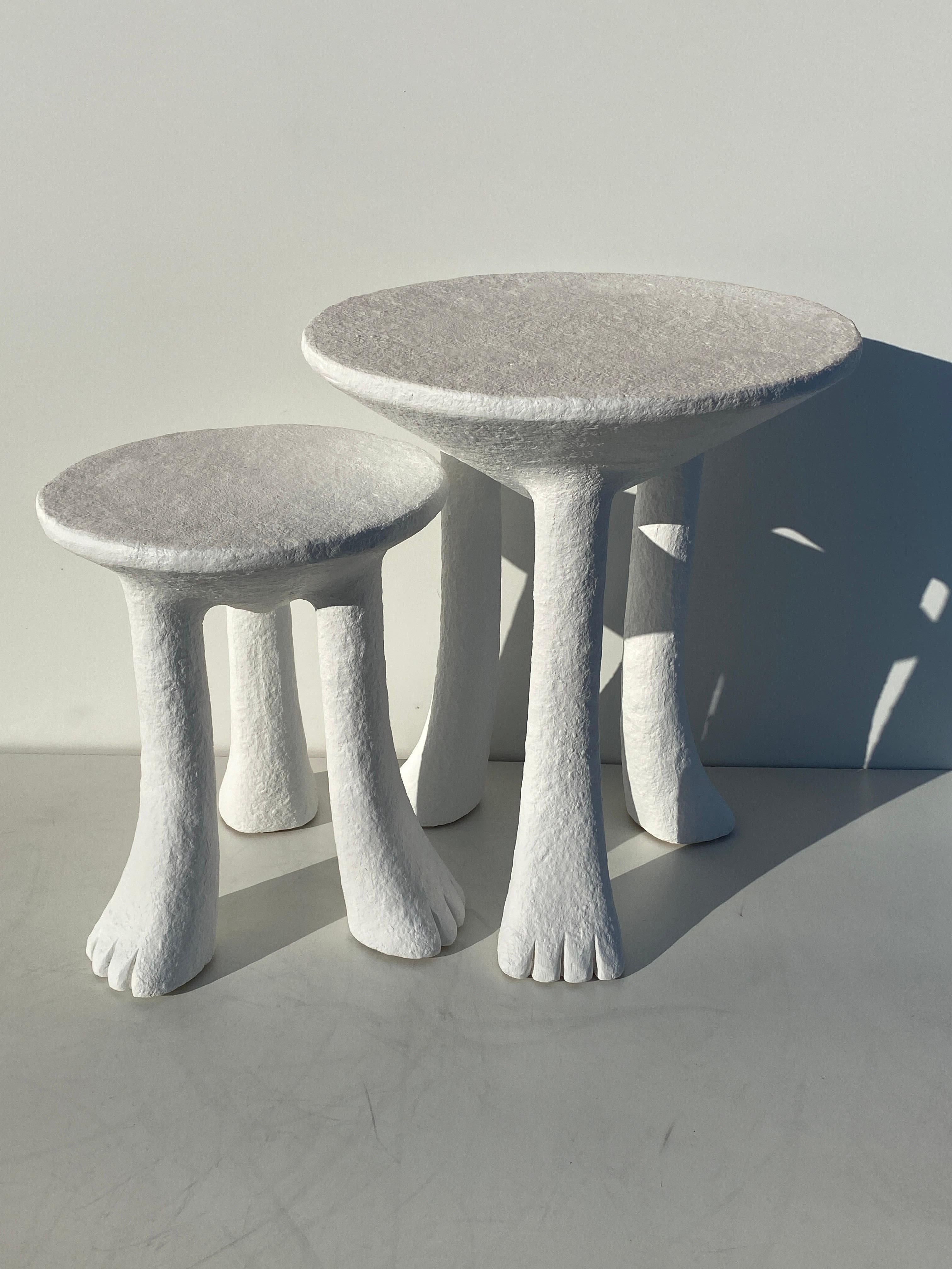 Plaster Set of Two Primitive African Side / End Tables