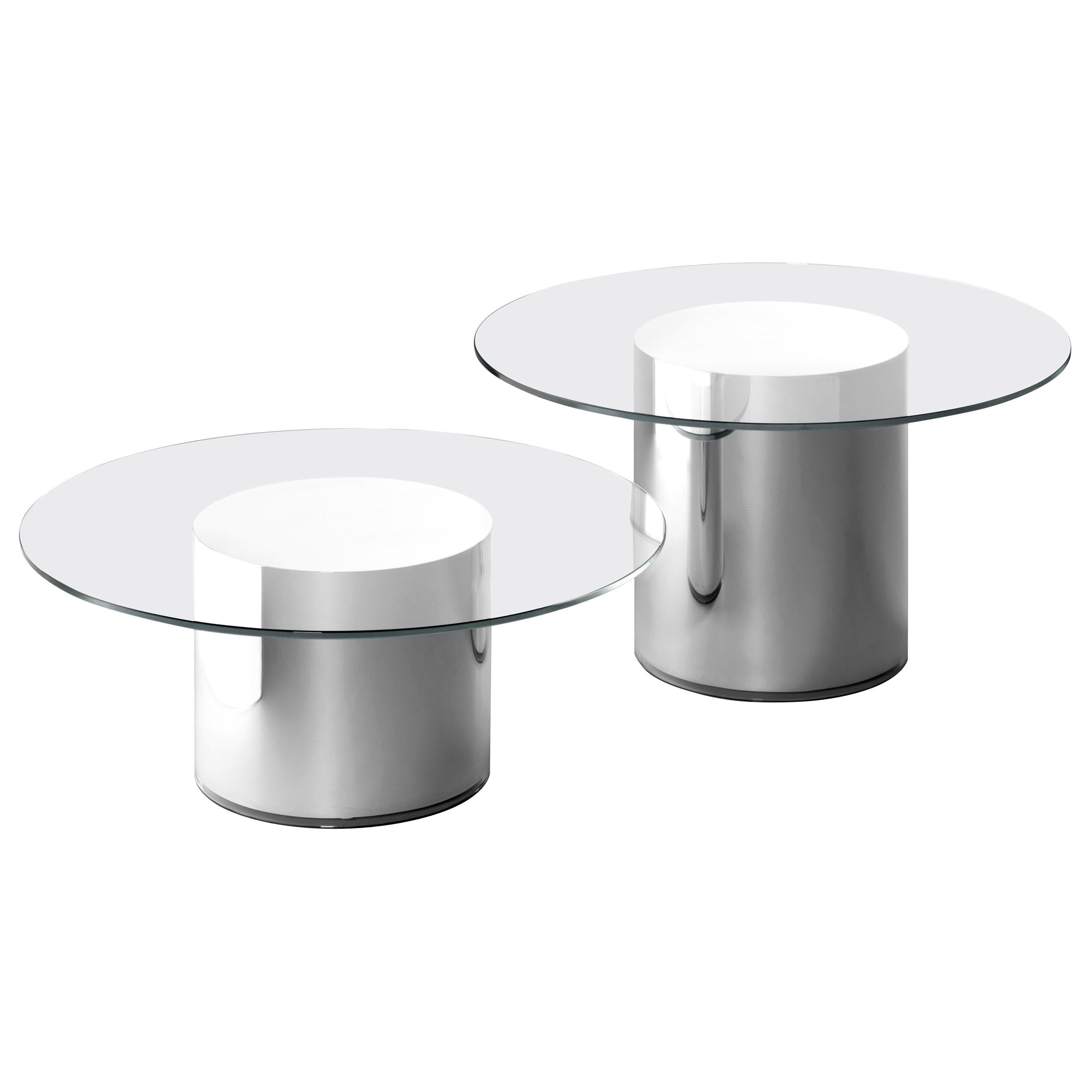 Set of Two Ramon Úbeda and Otto Canalda Contemporary Glass 2001 Side Tables For Sale