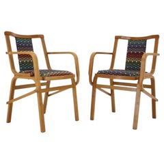 Set of Two Rare 1970s Czechoslovakian Bentwood Armchairs by TON in Colorful Patt
