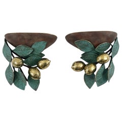 Satz von zwei seltenen & erstaunlichen Mid Century Lemon Sconces aus Messing von Hans Möller 1970s