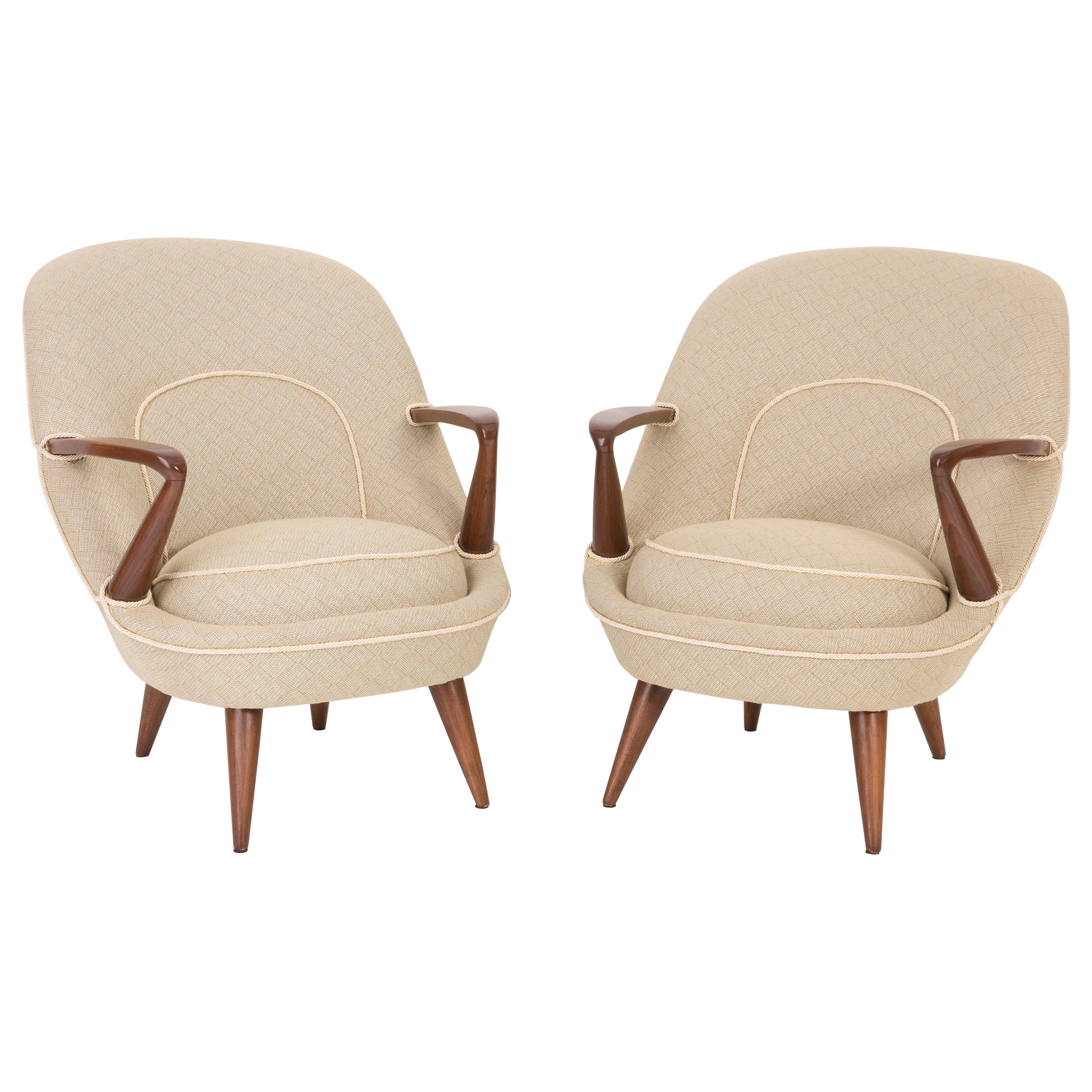 Ensemble de deux fauteuils rares, Jedrachowicz Racinowski, type 345, années 1950, Pologne