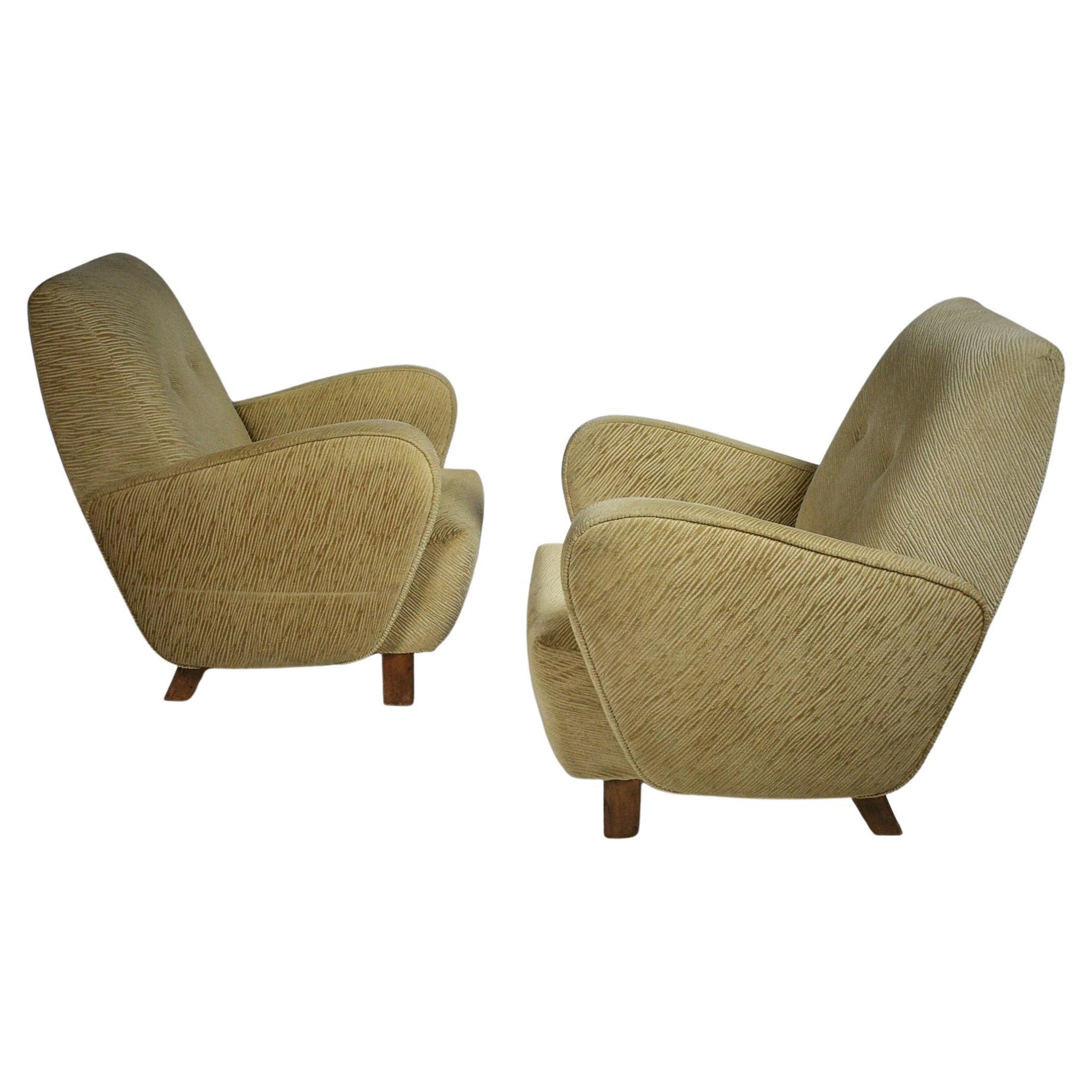 Set of Two Rare Art Deco Armchairs H-283 by Jindřich Halabala, 1930s
