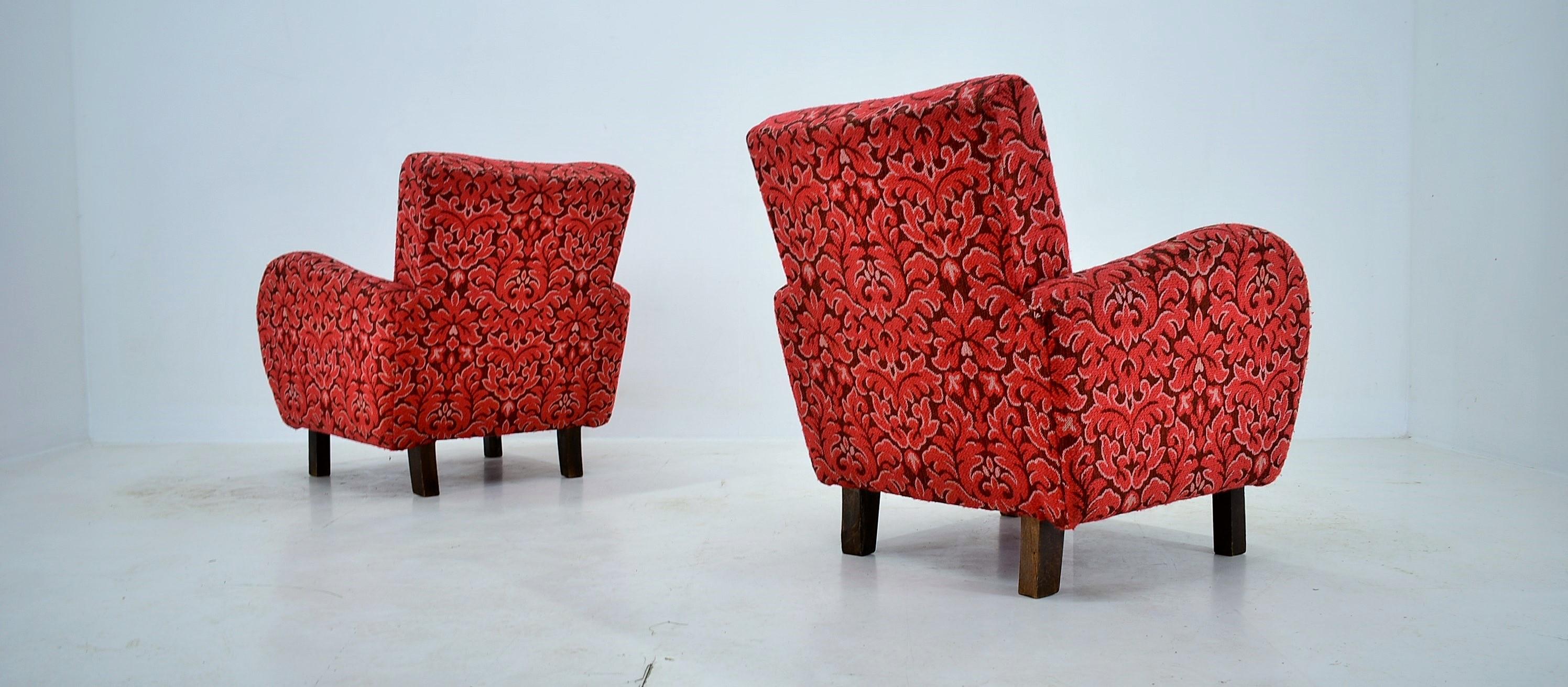 Ensemble de deux rares fauteuils Art dco H-283 de Jindich Halabala, annes 1949 en vente 3