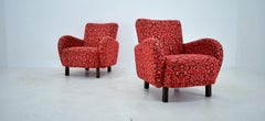 Ensemble de deux rares fauteuils Art dco H-283 de Jindich Halabala, annes 1949