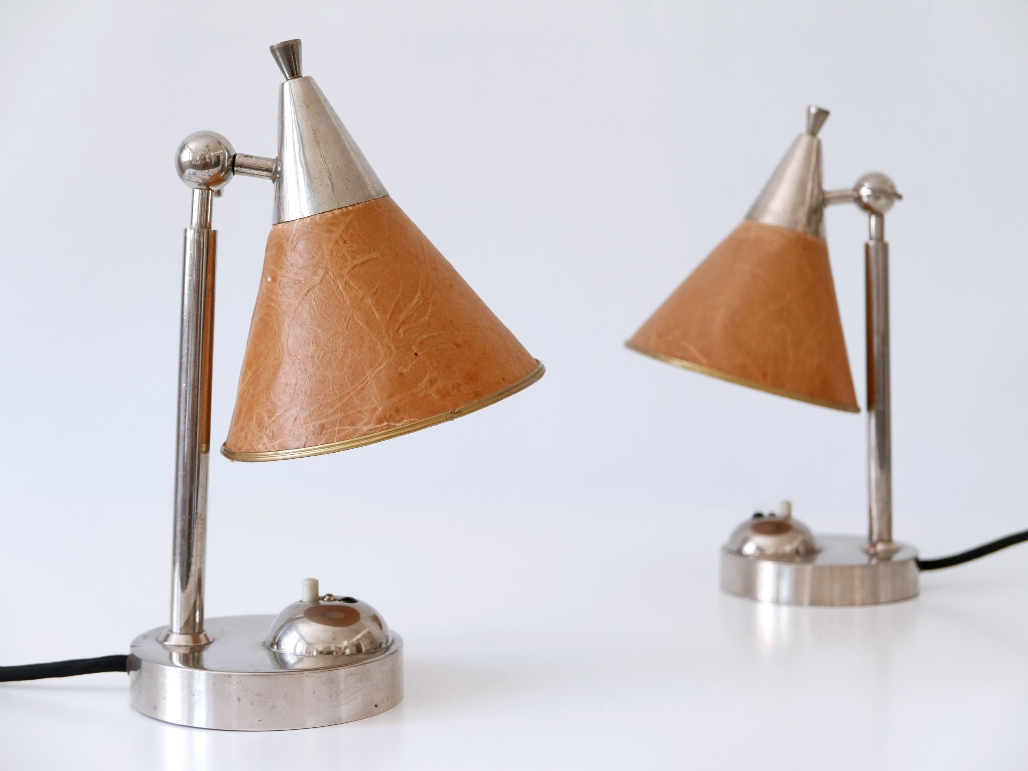Set of Two Rare Art Deco Bauhaus Bedside Table Lamps or Sconces Germany 1920s For Sale 6