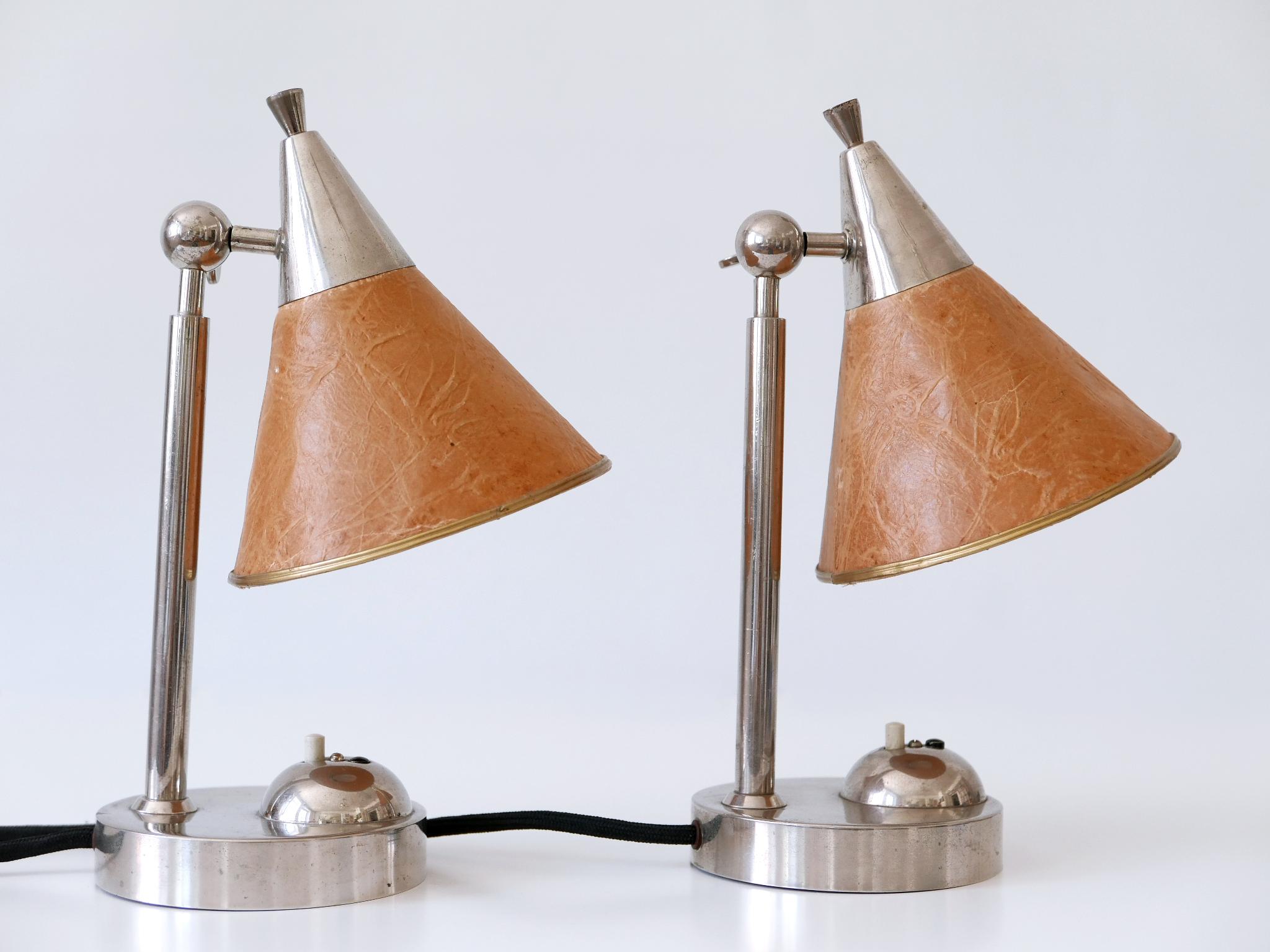 Art déco Ensemble de deux rares lampes de table ou appliques de chevet Art Déco Bauhaus, Allemagne, années 1920 en vente