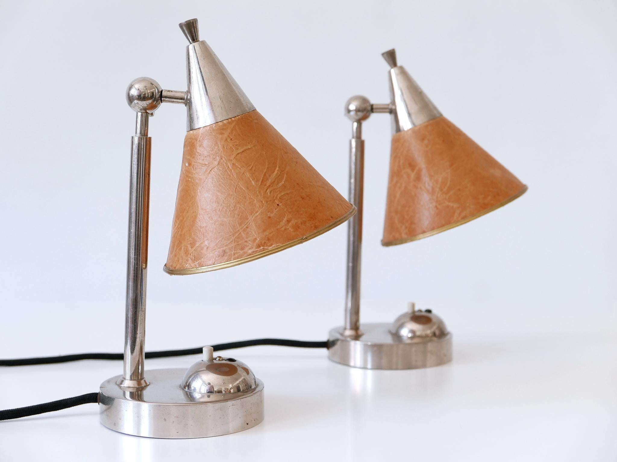 Plaqué Ensemble de deux rares lampes de table ou appliques de chevet Art Déco Bauhaus, Allemagne, années 1920 en vente