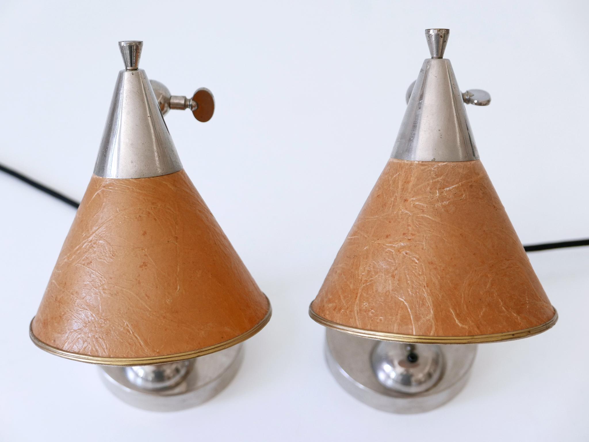 Papier parchemin Ensemble de deux rares lampes de table ou appliques de chevet Art Déco Bauhaus, Allemagne, années 1920 en vente