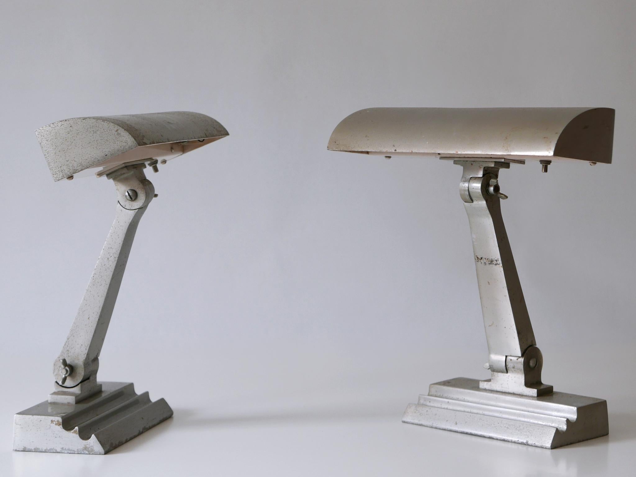 Mid-Century Modern Set of Two Rare Art Deco Desk or Table Lamps from an US Cruiser Ship, 1920s For Sale