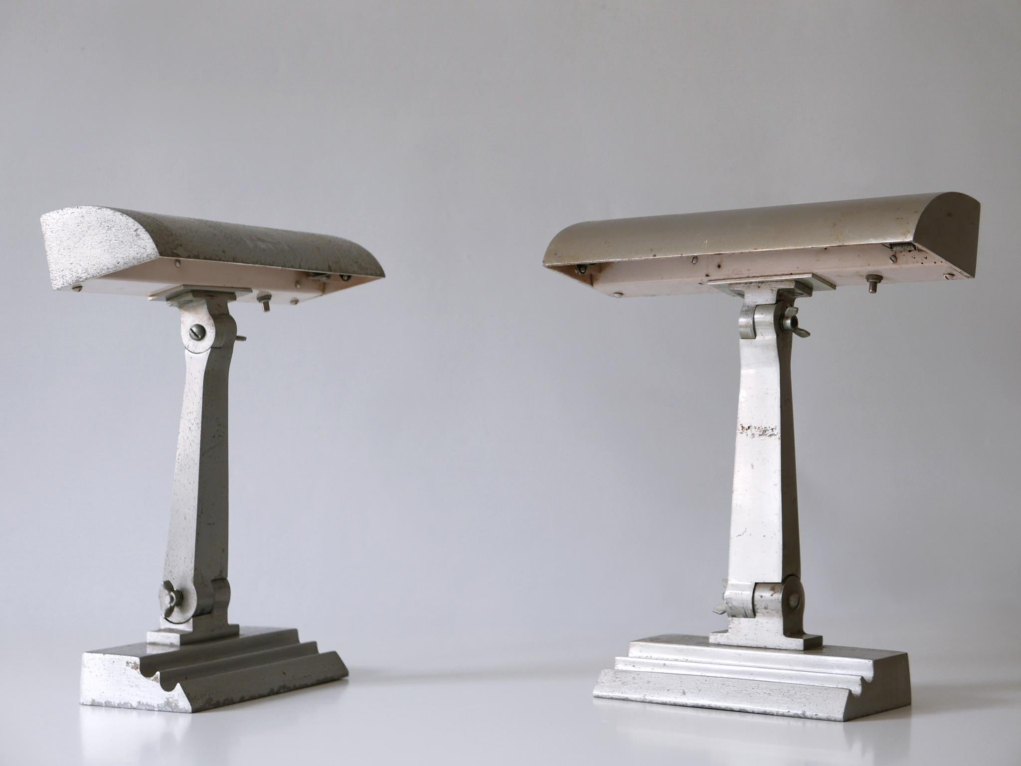 Cast Set of Two Rare Art Deco Desk or Table Lamps from an US Cruiser Ship, 1920s For Sale