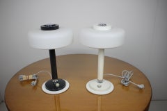 Set of Two Rare Black and White Table Lamps/ Napako, 1960s