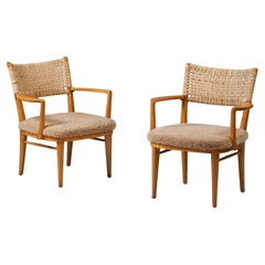 Vintage Set of Two Rare Chairs in Shearling and Birch, Arttu Brummer, Finland, 1940s
