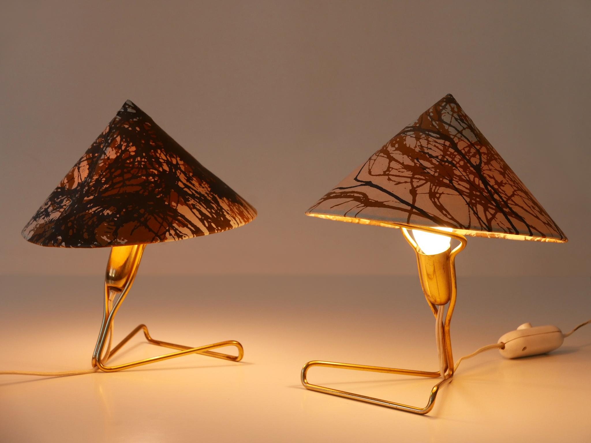 Milieu du XXe siècle Ensemble de deux rares lampes de table ou appliques en anguille par Rupert Nikoll, Autriche, 1952 en vente