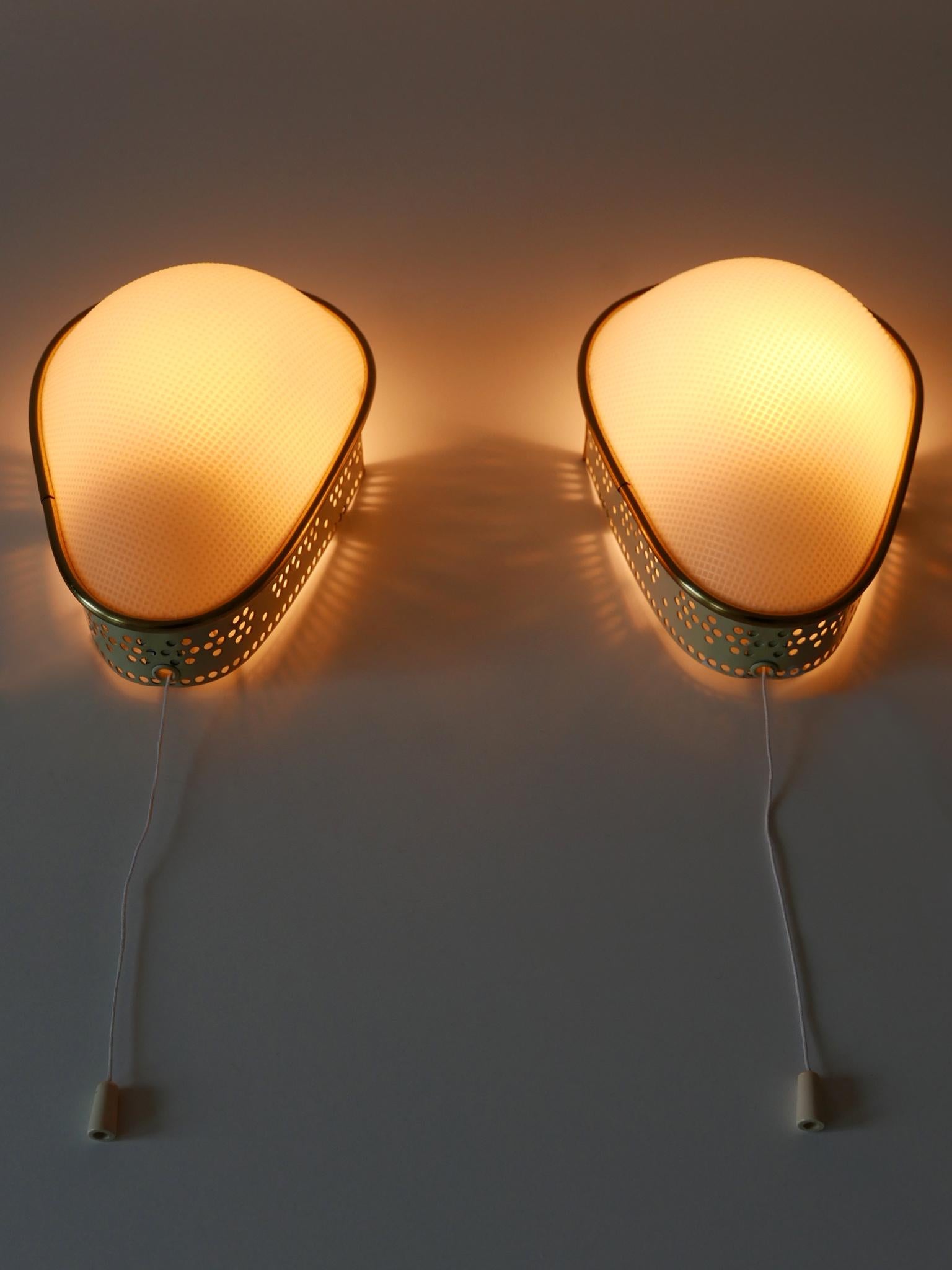 Plastic Set of Two Rare & Elegant Mid-Century Modern Sconces or Wall Lamps Germany 1950s For Sale