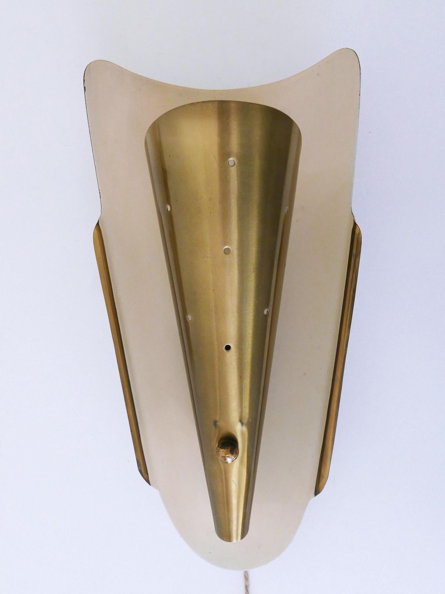 Metal Set of Two Rare & Highly Decorative Mid-Century Modern Sconces Germany 1950s For Sale