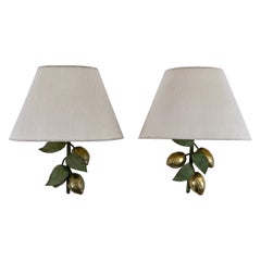 Satz von zwei seltenen und großen Zitronenleuchtern aus Messing aus der Mitte des Jahrhunderts von Hans Möller 1970er Jahre