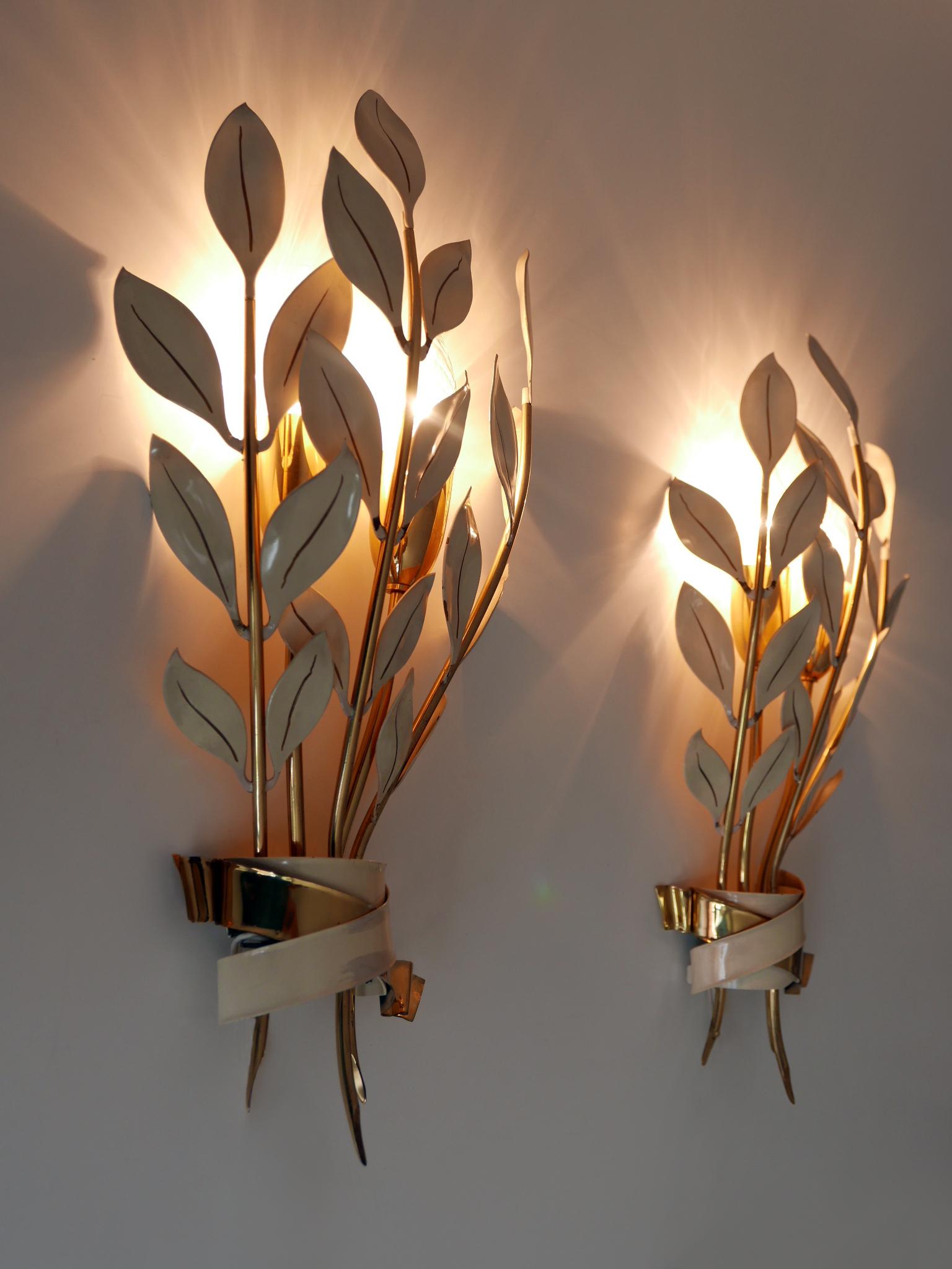 Set di due rare lampade a forma di bouquet di alloro di Vereinigte Werkstätten München 1950 in vendita 3