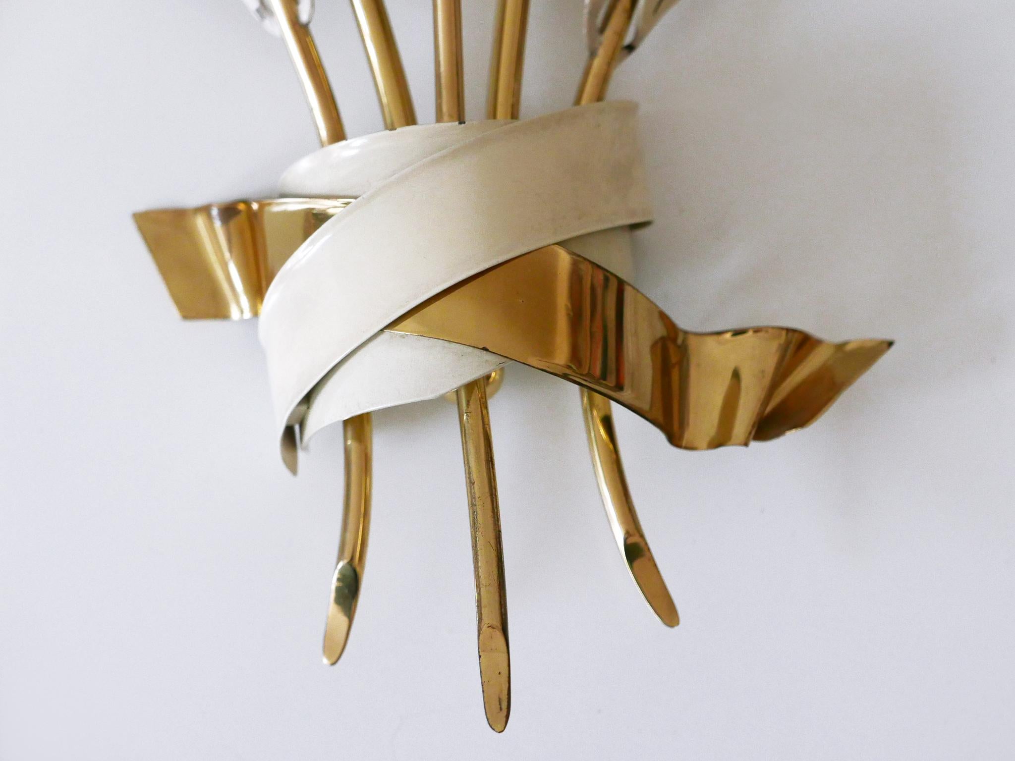 Set di due rare lampade a forma di bouquet di alloro di Vereinigte Werkstätten München 1950 in vendita 9