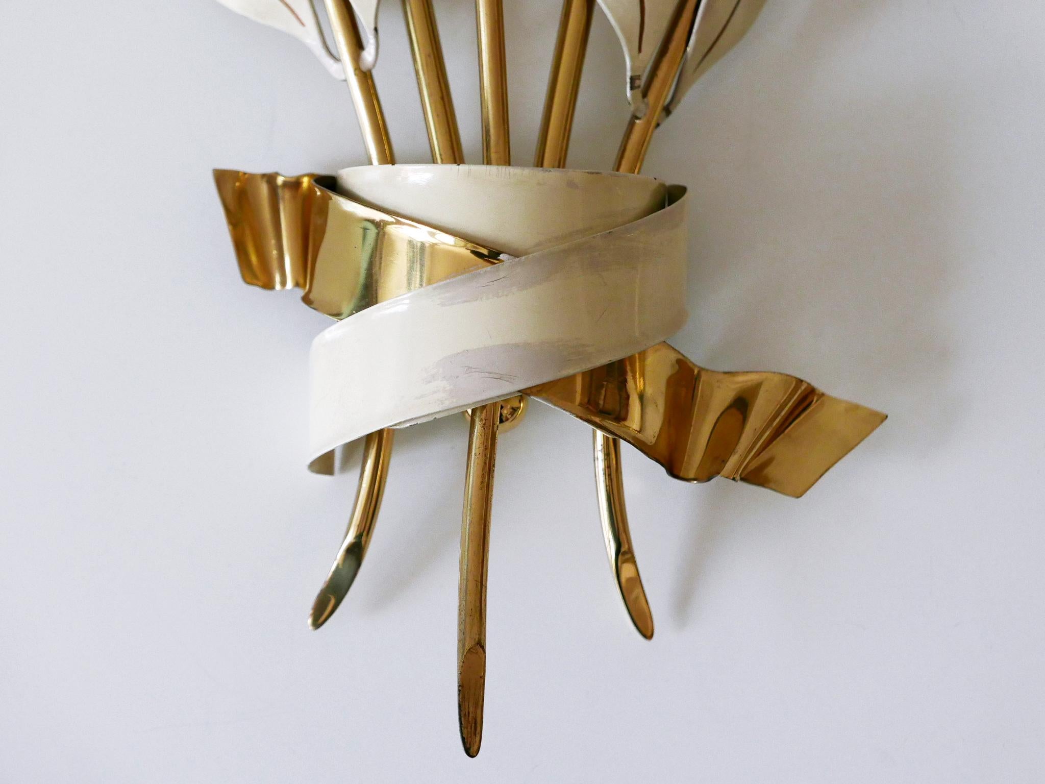 Set di due rare lampade a forma di bouquet di alloro di Vereinigte Werkstätten München 1950 in vendita 10