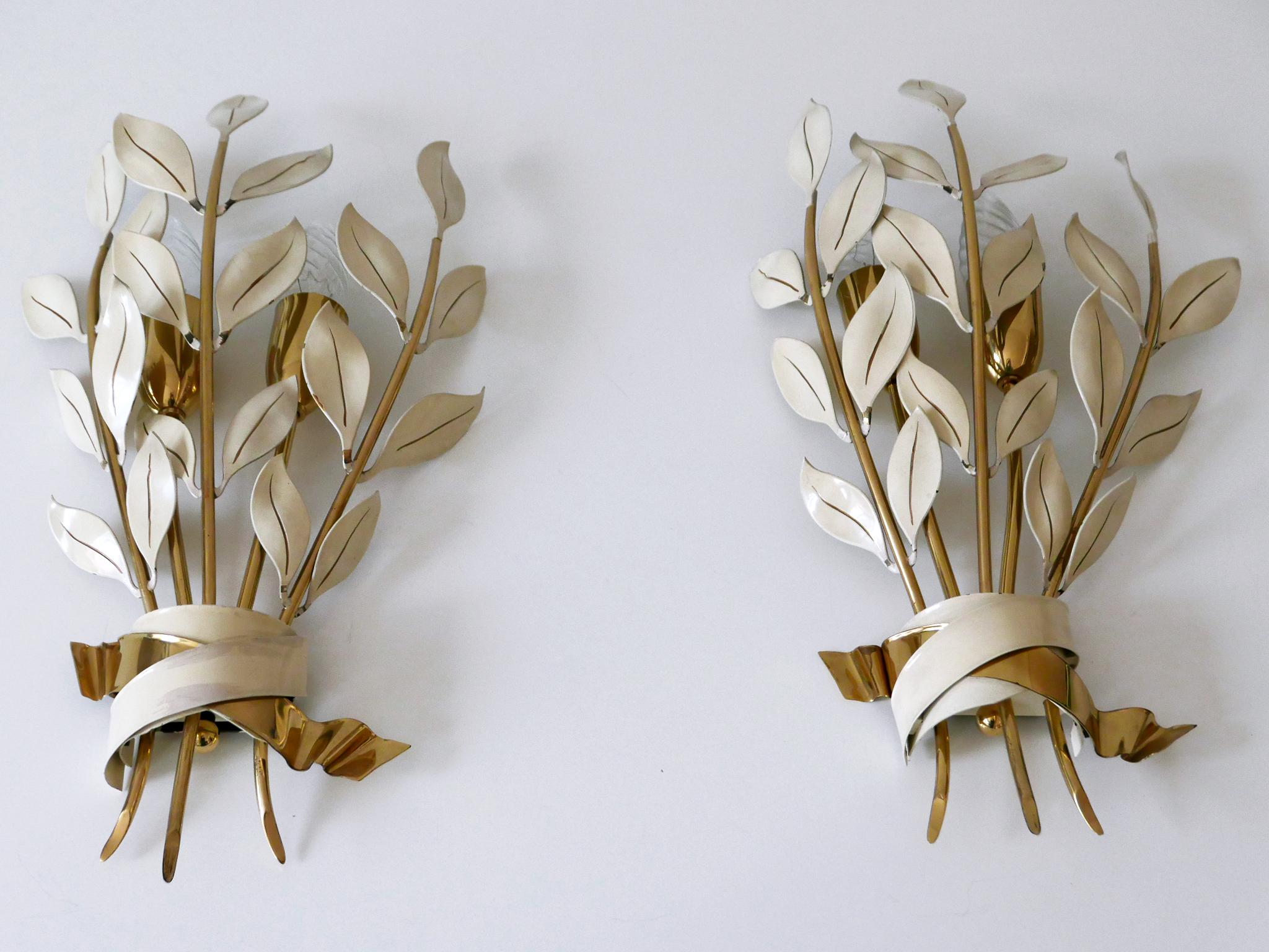 Mid-Century moderno Set di due rare lampade a forma di bouquet di alloro di Vereinigte Werkstätten München 1950 in vendita
