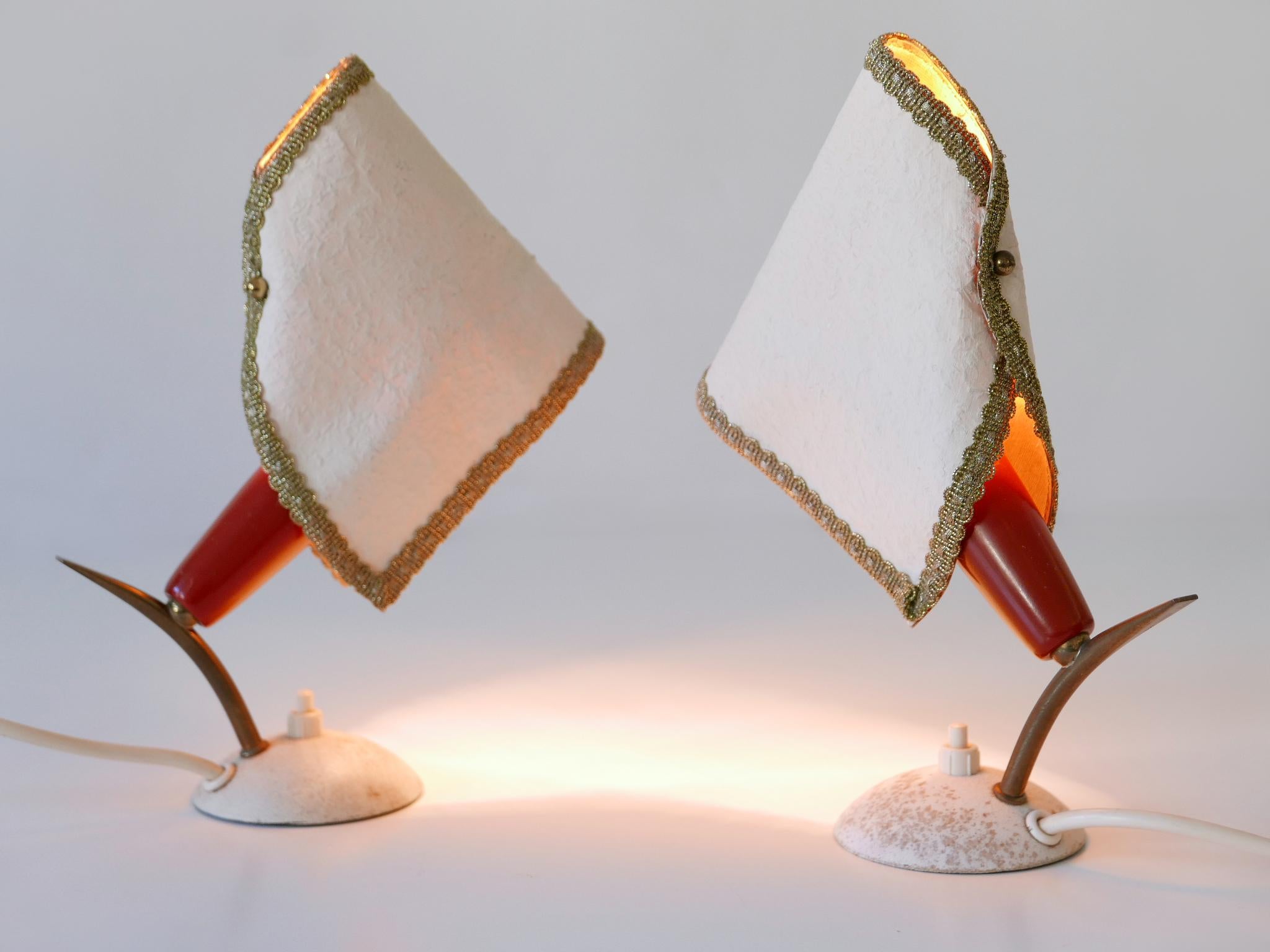 Set of Two Rare & Lovely Mid-Century Modern Bedside Table Lamps Germany 1950s For Sale 5