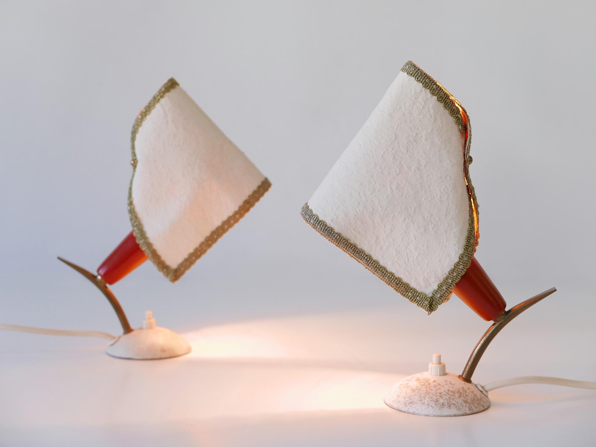 Set of Two Rare & Lovely Mid-Century Modern Bedside Table Lamps Germany 1950s For Sale 6