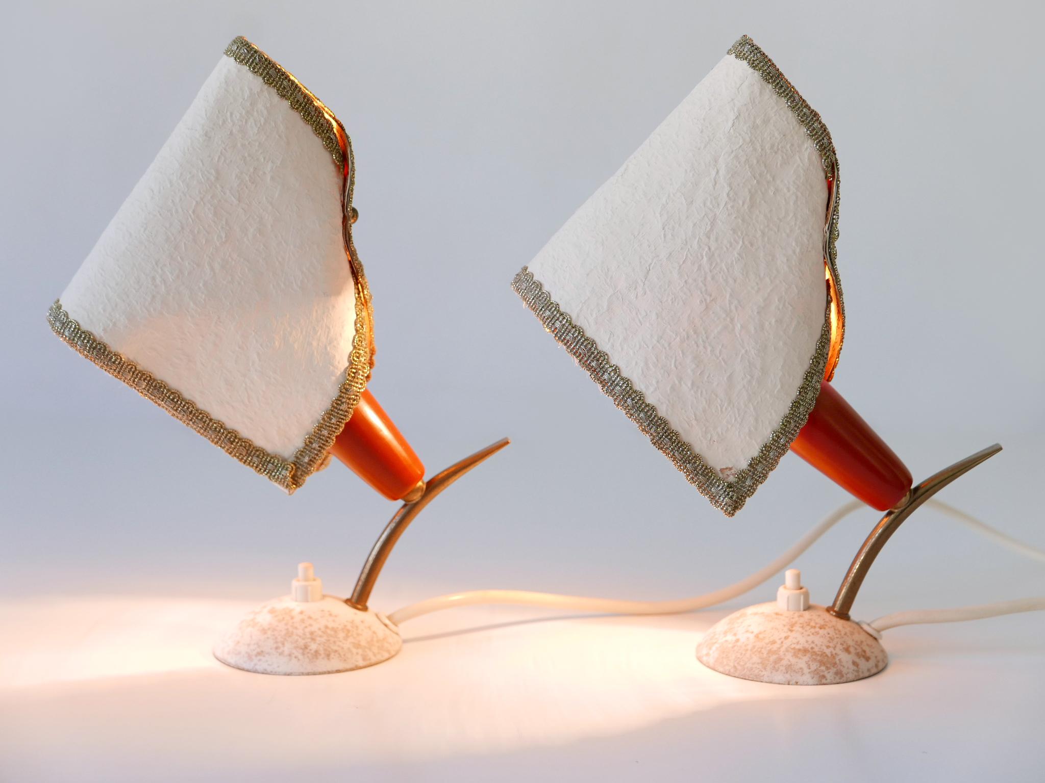 Set of Two Rare & Lovely Mid-Century Modern Bedside Table Lamps Germany 1950s For Sale 9