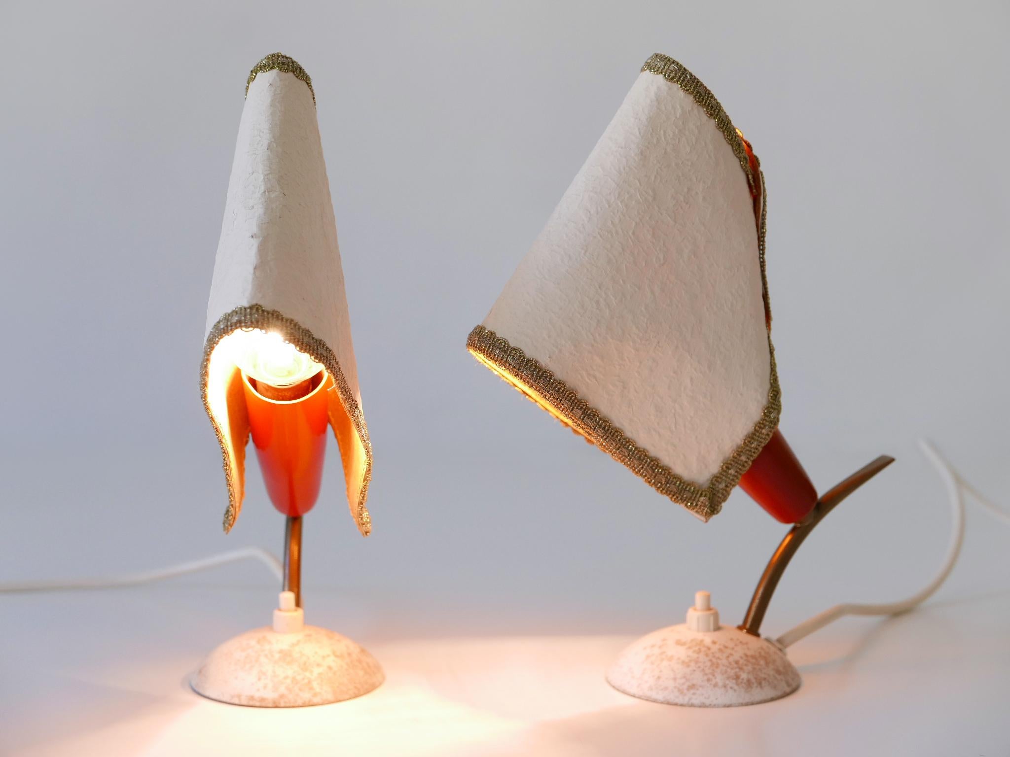 Set of Two Rare & Lovely Mid-Century Modern Bedside Table Lamps Germany 1950s For Sale 11