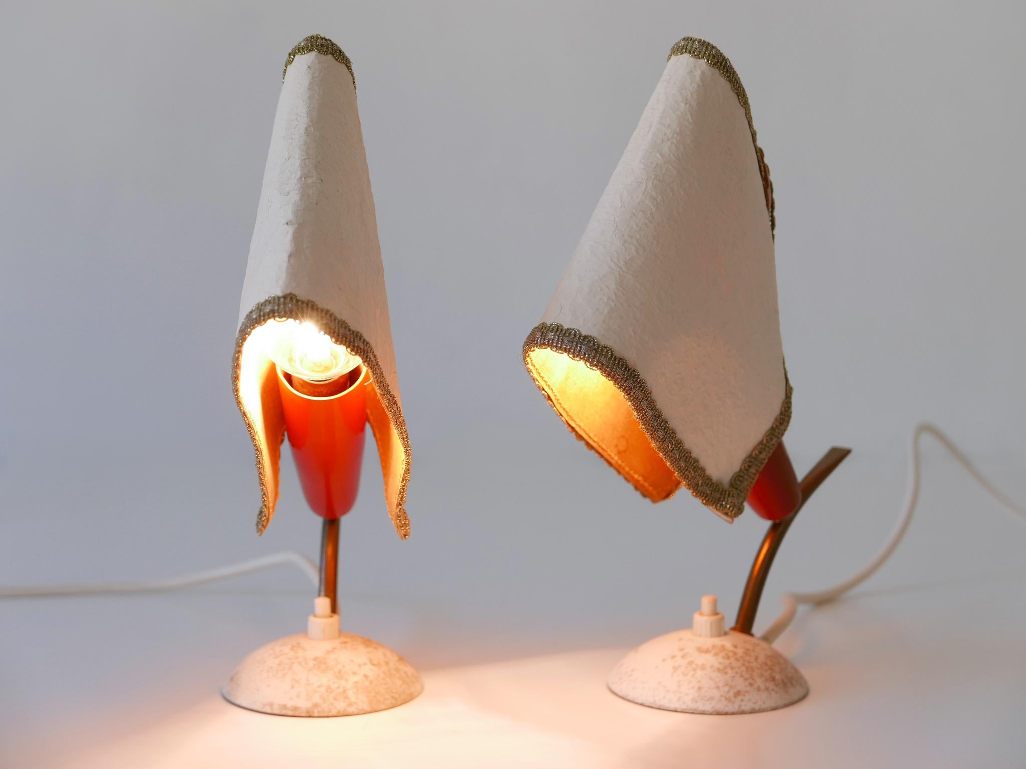 Set of Two Rare & Lovely Mid-Century Modern Bedside Table Lamps Germany 1950s For Sale 12