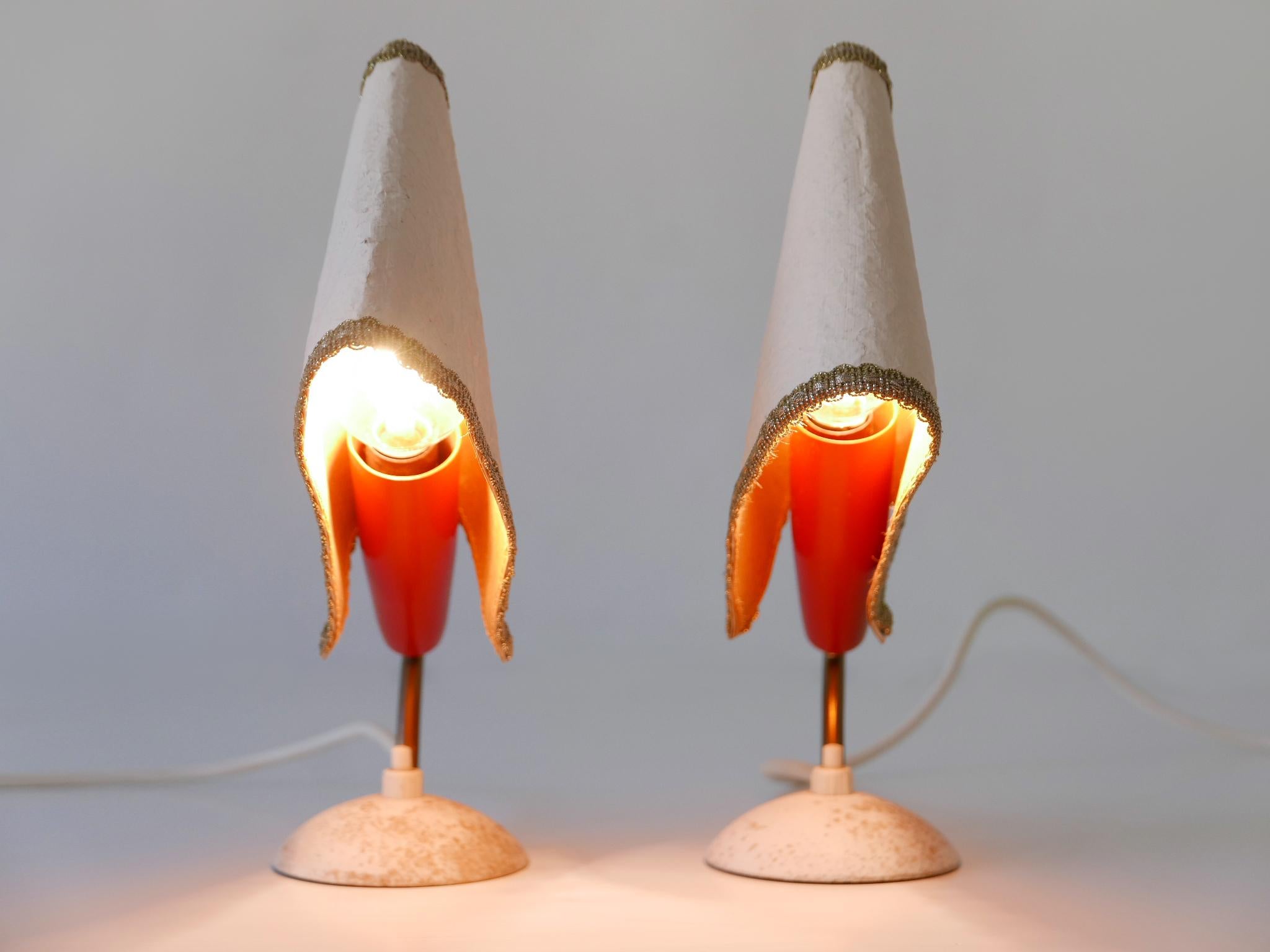 Set of Two Rare & Lovely Mid-Century Modern Bedside Table Lamps Germany 1950s For Sale 13