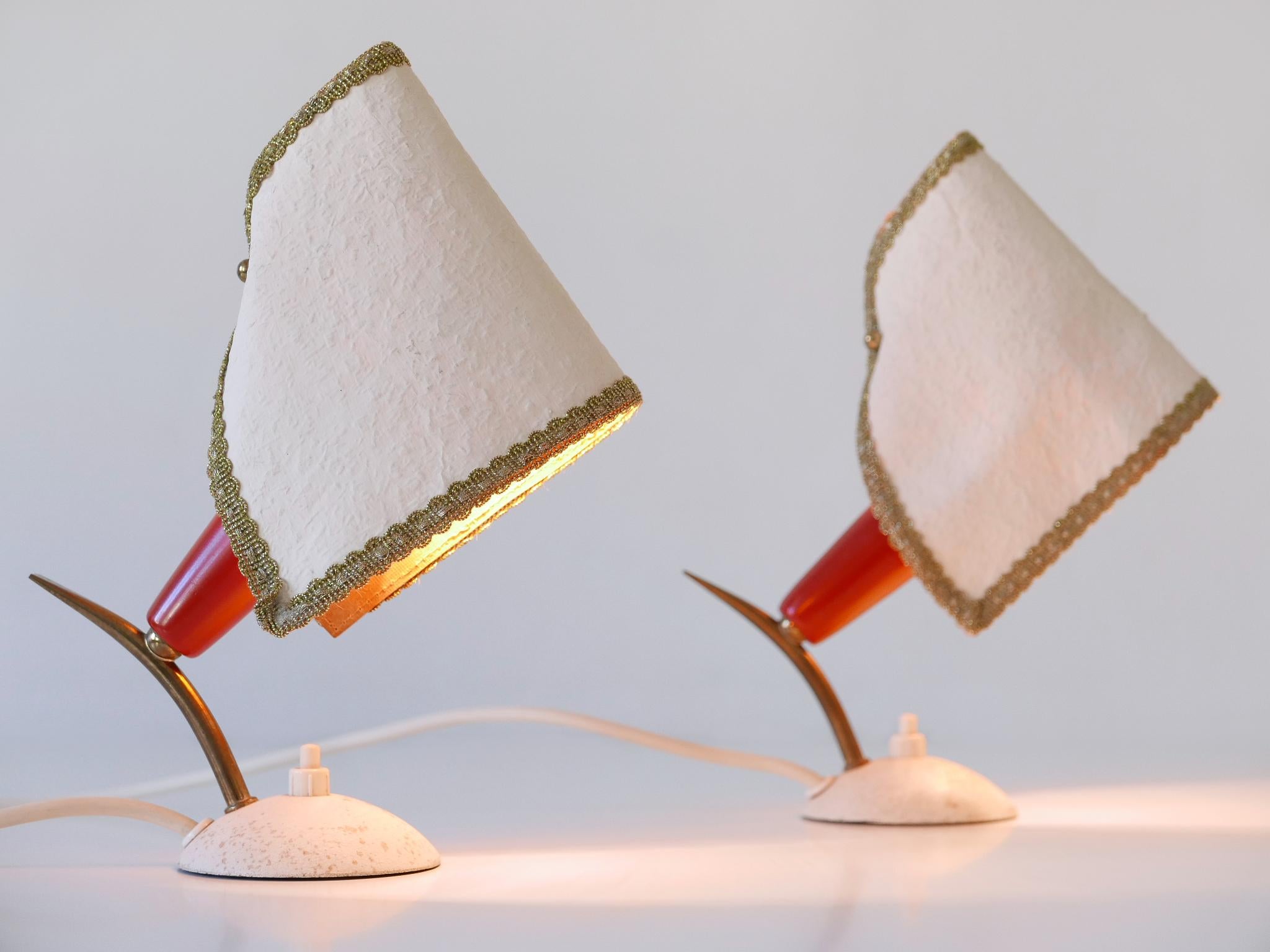 Set of Two Rare & Lovely Mid-Century Modern Bedside Table Lamps Germany 1950s In Good Condition For Sale In Munich, DE
