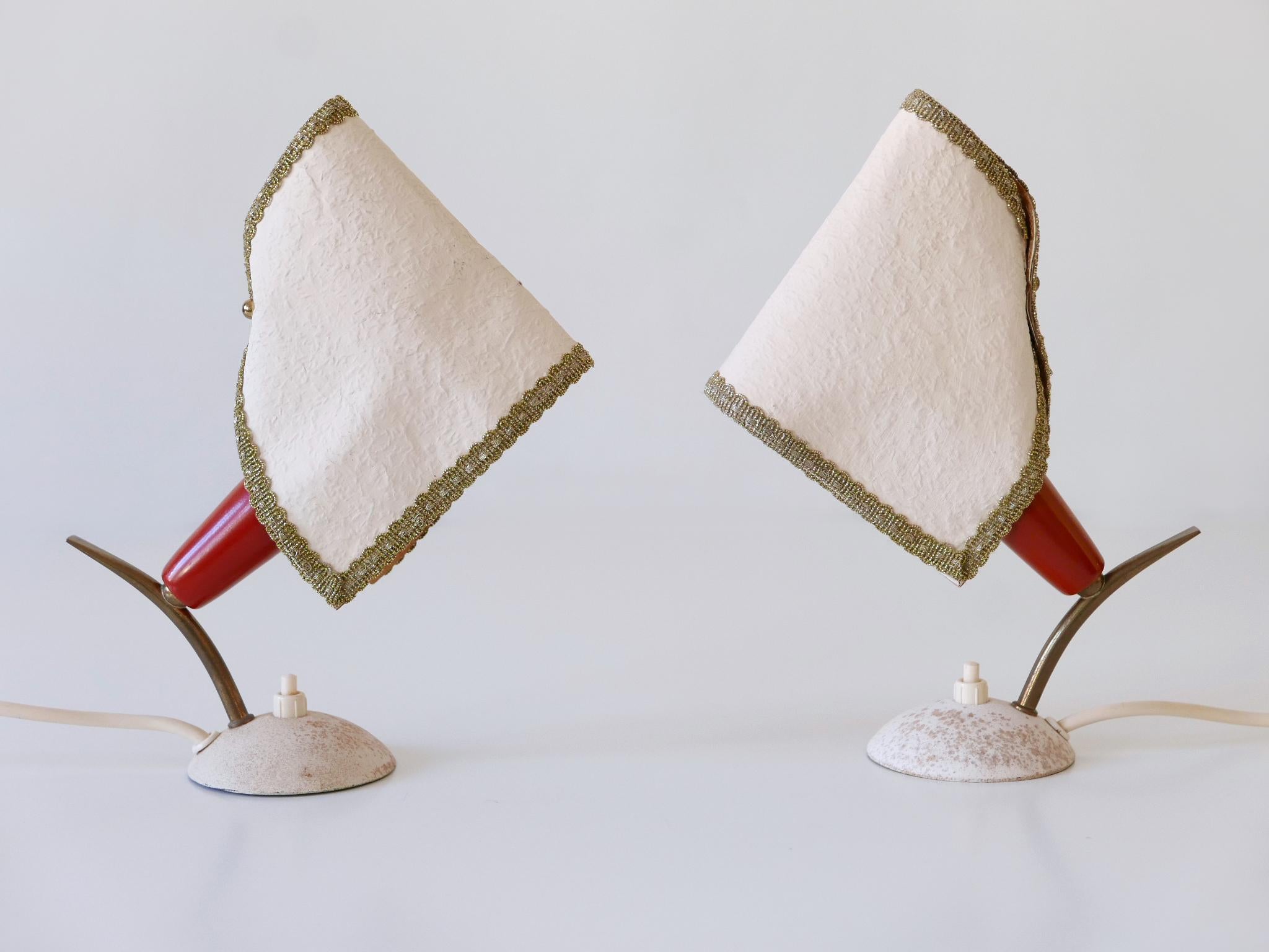 Mid-20th Century Set of Two Rare & Lovely Mid-Century Modern Bedside Table Lamps Germany 1950s For Sale