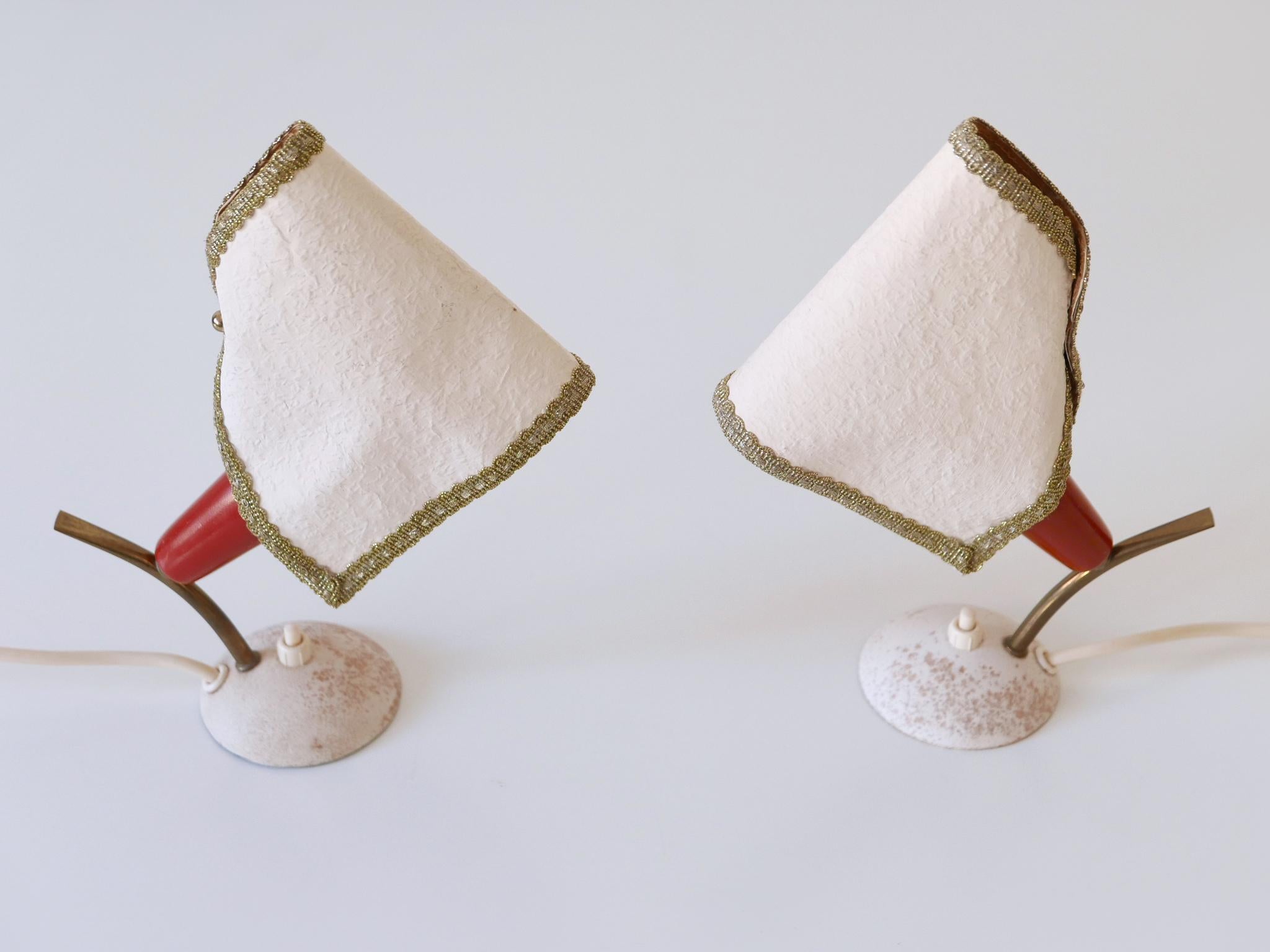 Set of Two Rare & Lovely Mid-Century Modern Bedside Table Lamps Germany 1950s For Sale 1