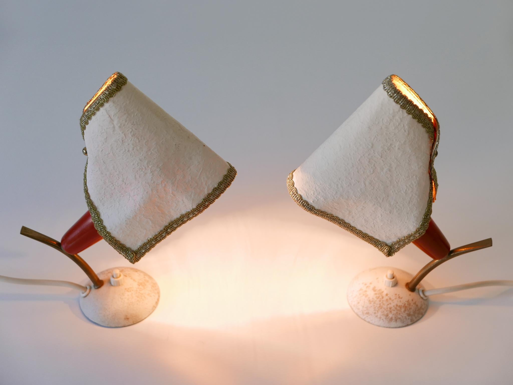 Set of Two Rare & Lovely Mid-Century Modern Bedside Table Lamps Germany 1950s For Sale 2