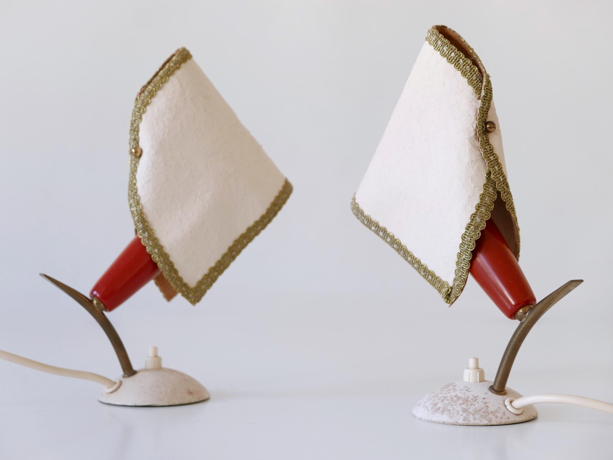 Set of Two Rare & Lovely Mid-Century Modern Bedside Table Lamps Germany 1950s For Sale 4