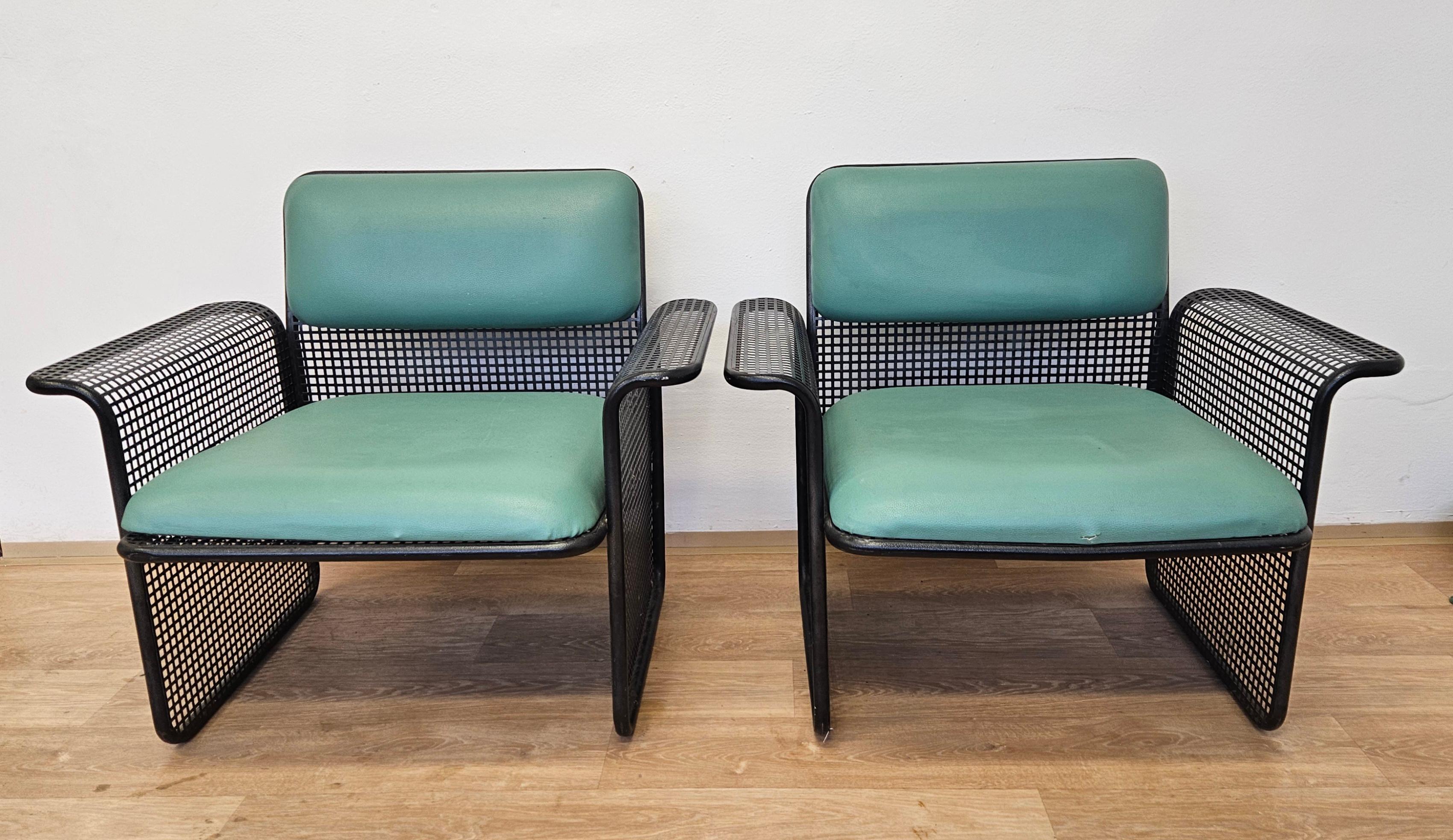 Satz von zwei seltenen Metall-Sesseln Talin Vicenza, Italien, 1970er Jahre im Angebot 3